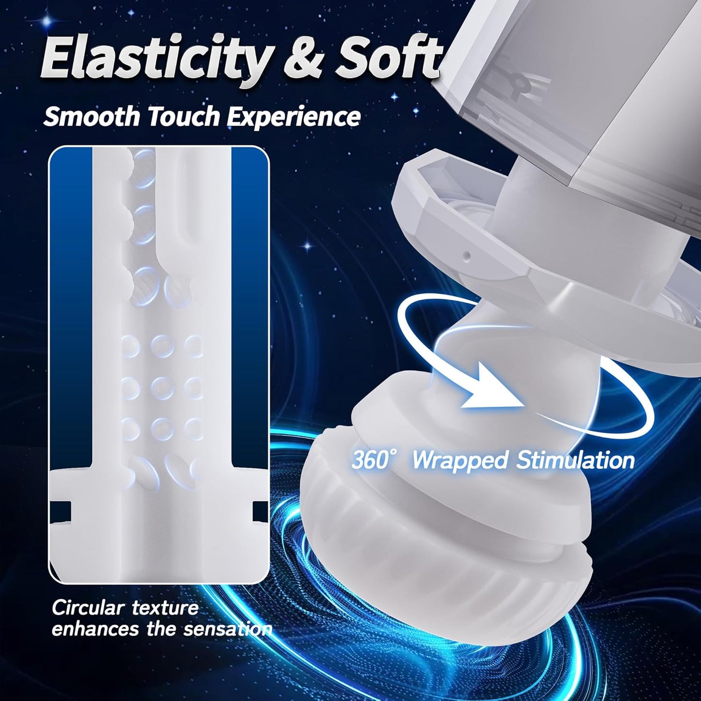 KUSHOR Male Masturbator 10 Vibration 3 Suction Modes Silver