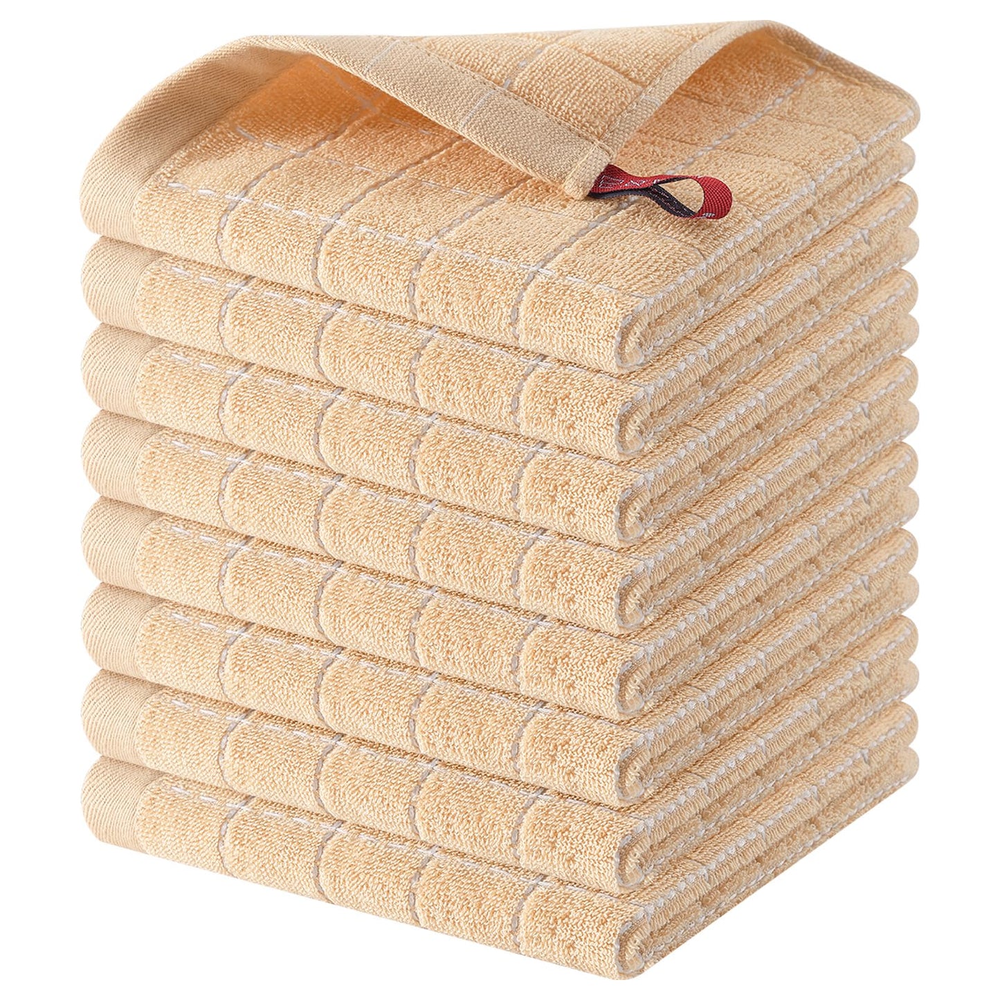 Homaxy 100% Cotton Terrycloth Check Design Dish Cloths & Dish Towels, Soft and Absorbent, Perfect for Kitchen Drying and Washing