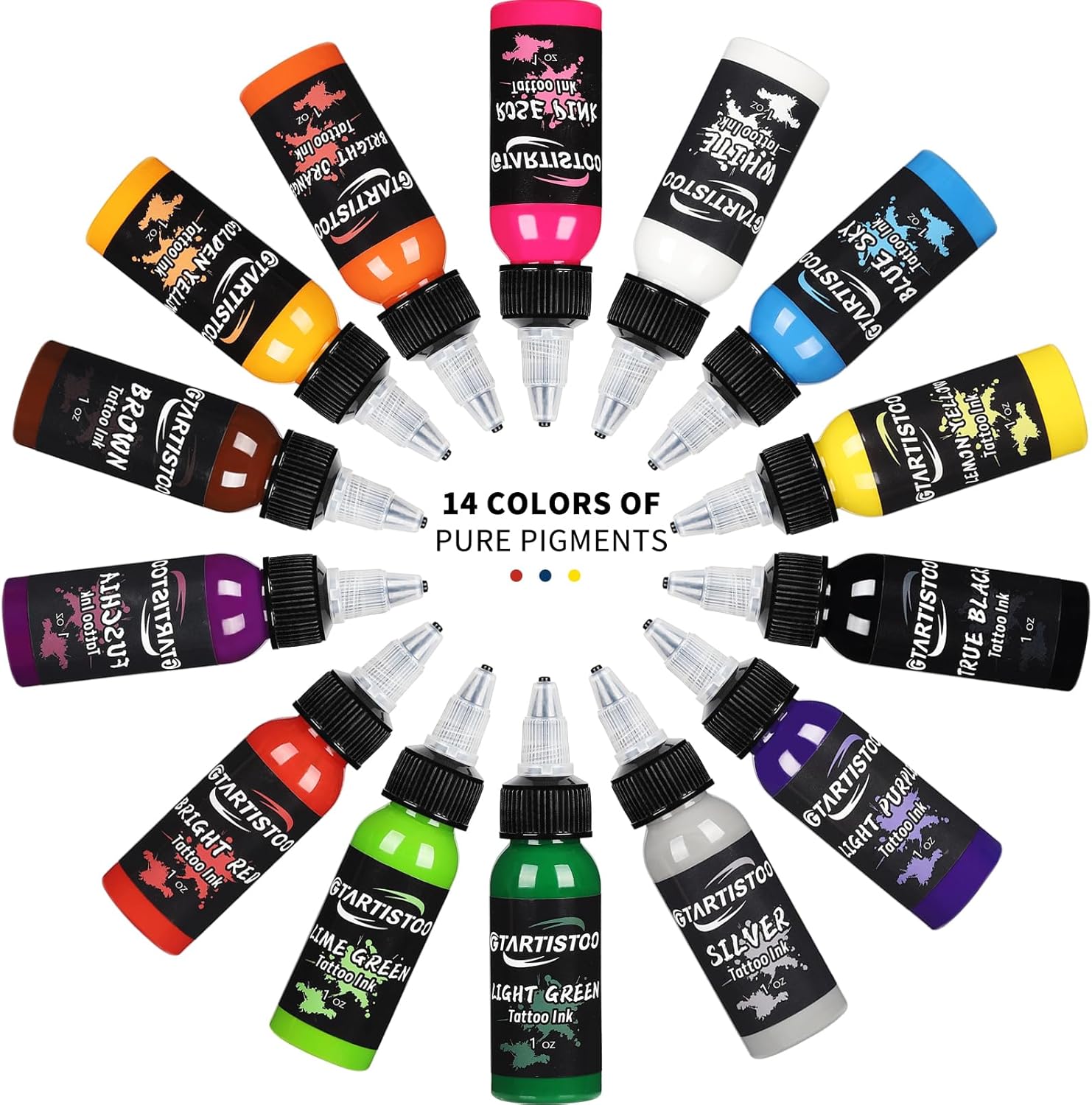 GTARTISTOO Professional Tattoo Ink Set 14 Colors 30ml Vegan Pigment