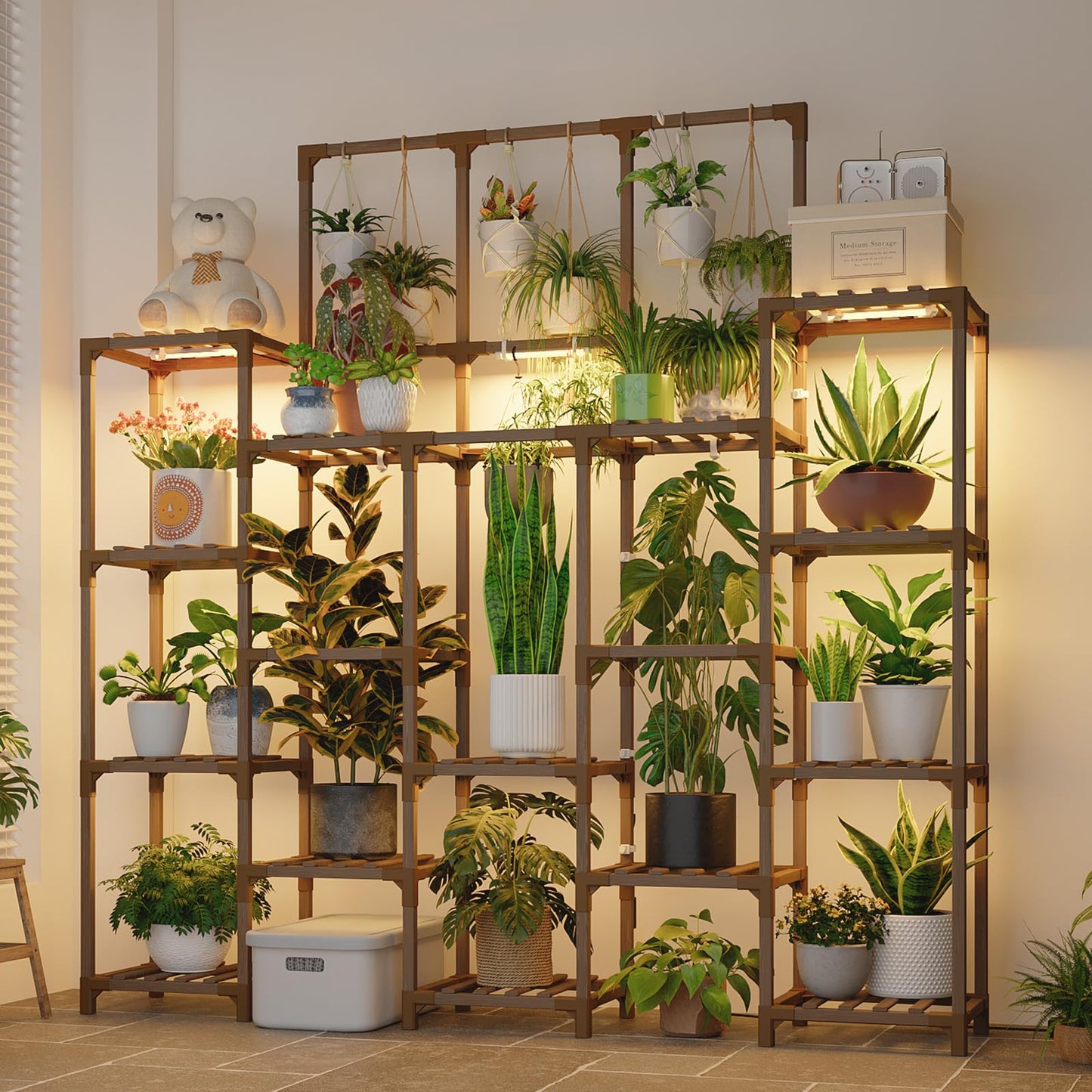 GENTINGBRO Plant Stand Indoor Outdoor Tall Plant Shelf for Plants Large Plant Sheves for Living Room Heavy Duty Plant Rack Garden Balcony Patio Hanging Planter