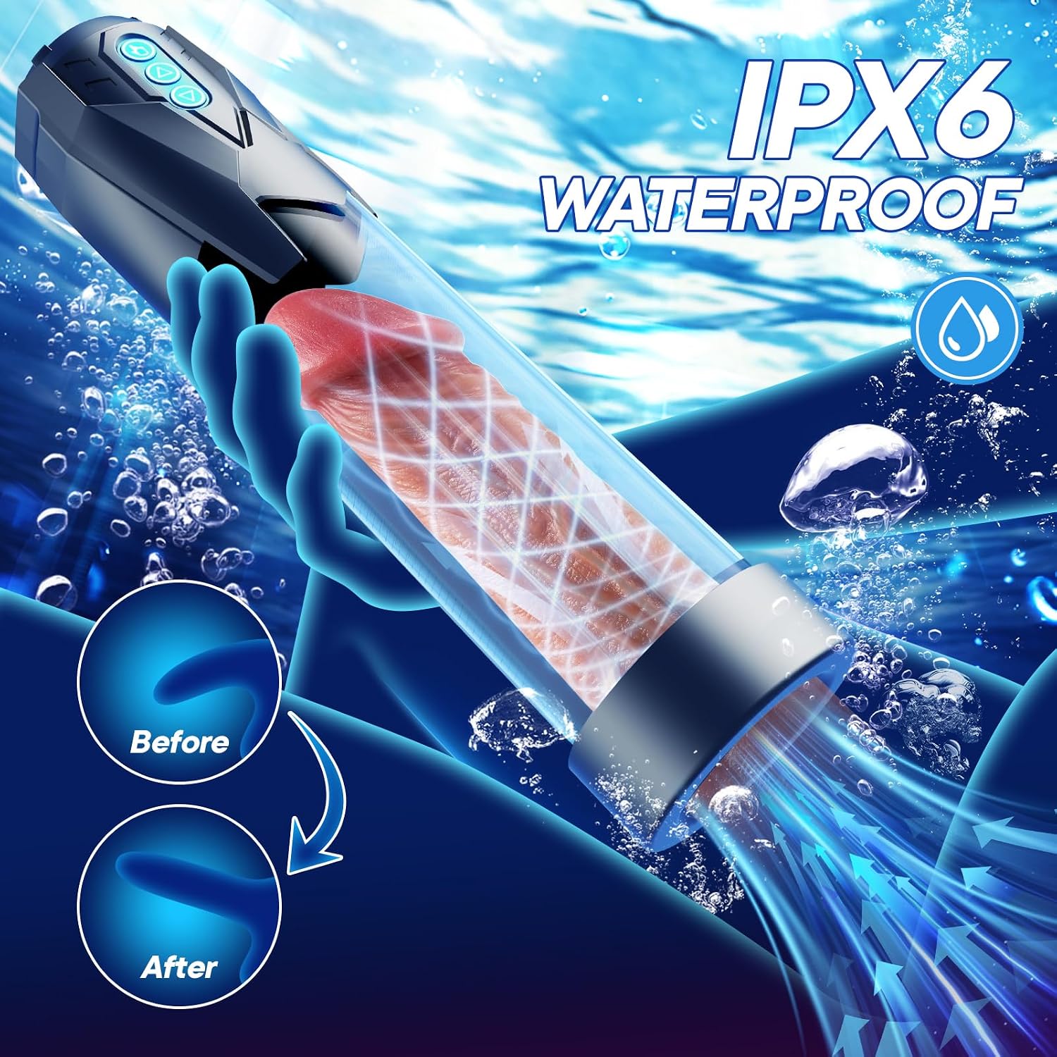 Sex Toys Electric Penis Pump - Automatic Vacuum Dick Pump Male Masturbator with 3 Powerful Sucking and 2 Training Modes and 3 Penis Ring Penis Extender, Adult Sex Toys for Men Dick Enlarger Erection