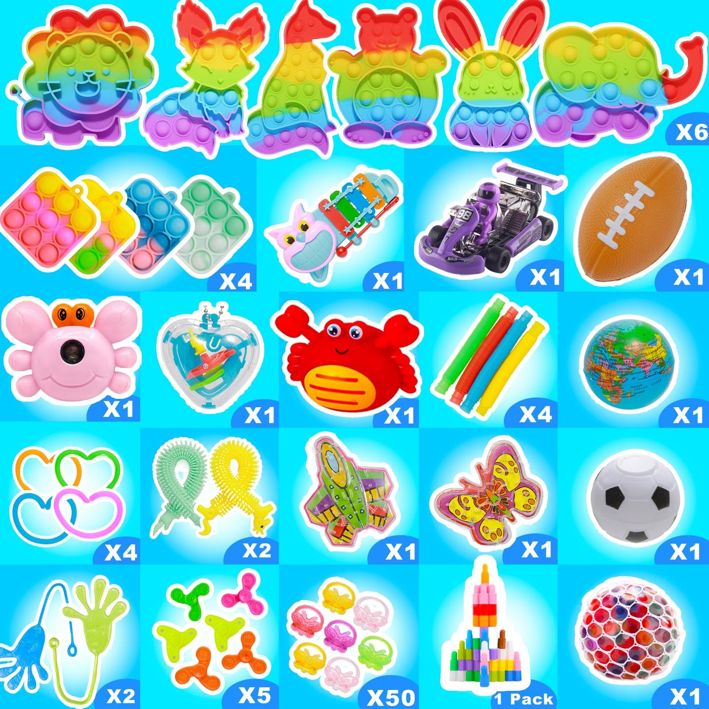 Kids Party Favors Stocking Stuffers Gifts,Fidgets Toys Pack,Bulk Toys for Carnival Treasure Classroom Prizes Box,Adults Stress Relief Sensory Toys,Pinata Filler, Autism Autistic Children ADHD