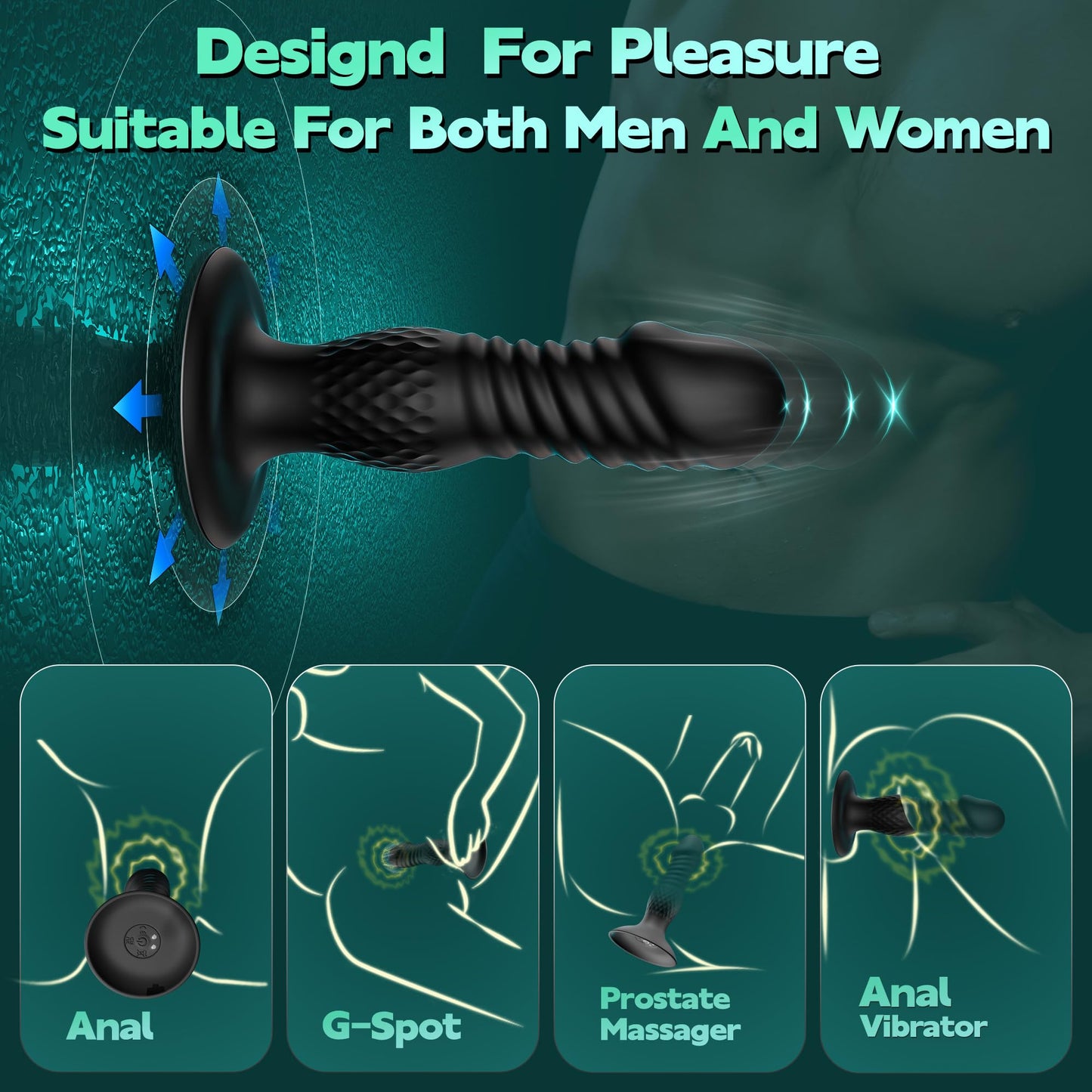 Thrusting Anal Plug Sex Toys for Men, Remote Control Butt Plug & G Spot Vibrator, Couple Sex Toys with 10 Vibrating and Thrusting Prostate Massager, Male Vibrator Adult Toys for Men