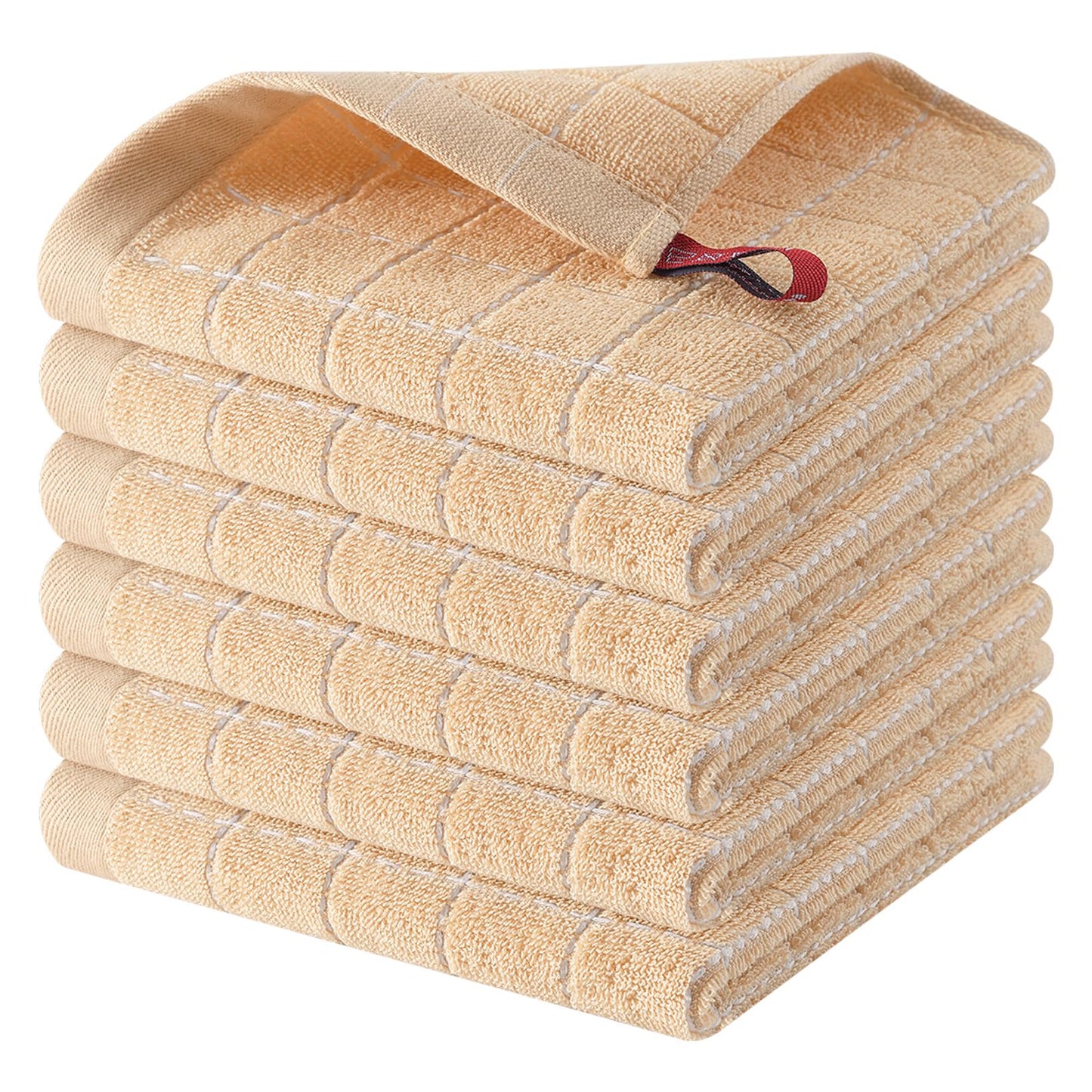 Homaxy 100% Cotton Terrycloth Check Design Dish Cloths & Dish Towels, Soft and Absorbent, Perfect for Kitchen Drying and Washing