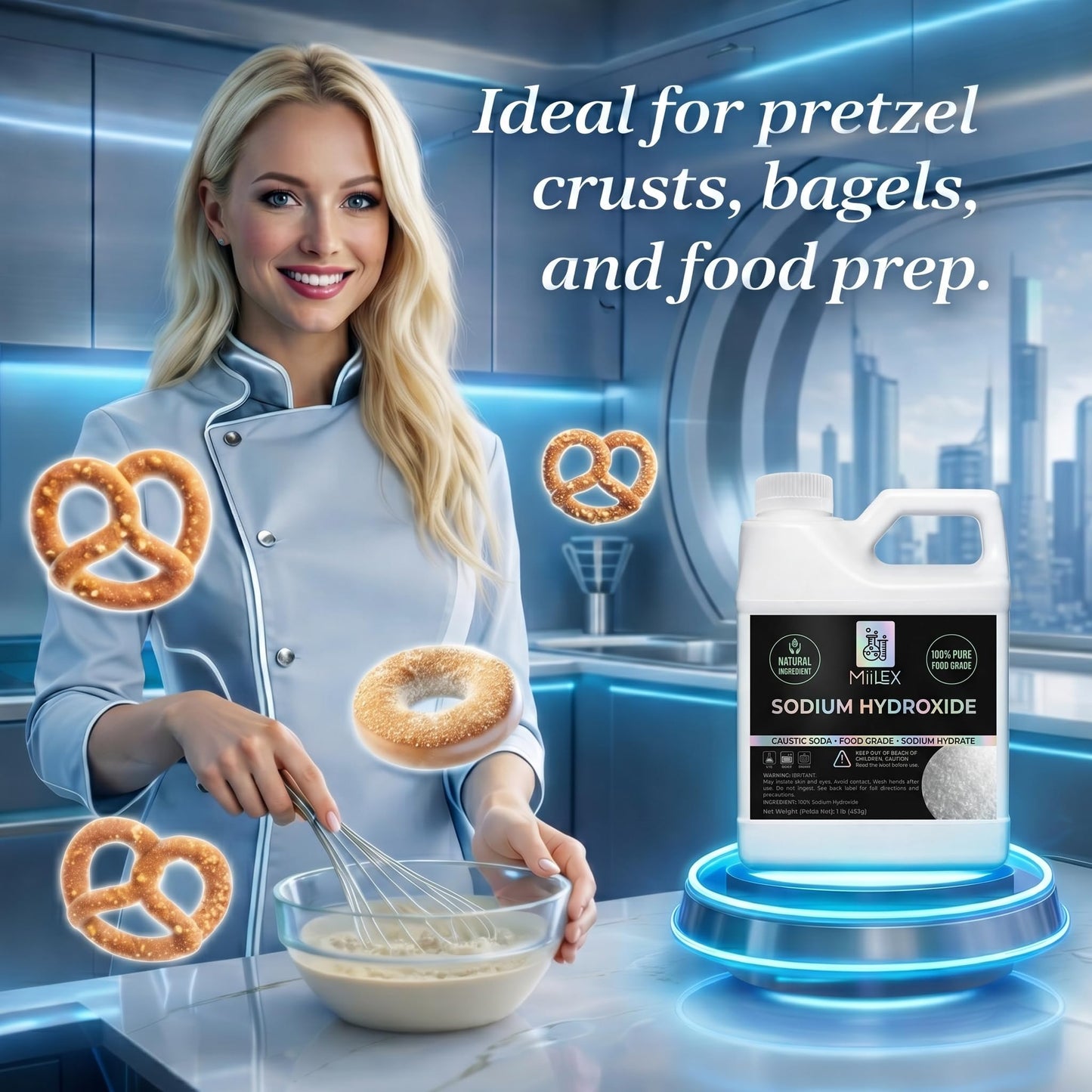 Food Grade Lye Sodium Hydroxide - (1lbs or 453g) 100% Pure Caustic Soda, Drain Cleaning, Soap Making, Culinary Use, Pretzels, Textiles, Granules