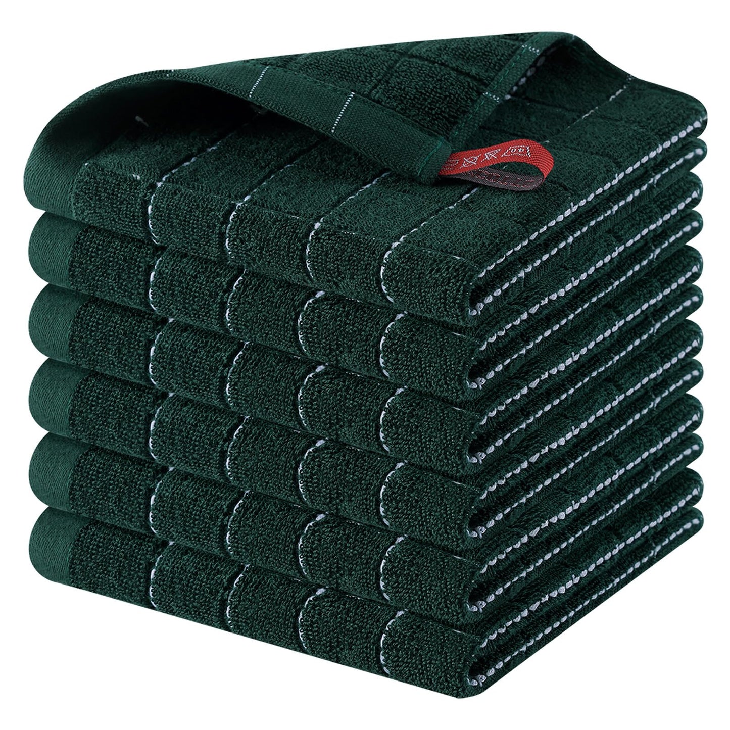 Homaxy 100% Cotton Terrycloth Check Design Dish Cloths & Dish Towels, Soft and Absorbent, Perfect for Kitchen Drying and Washing