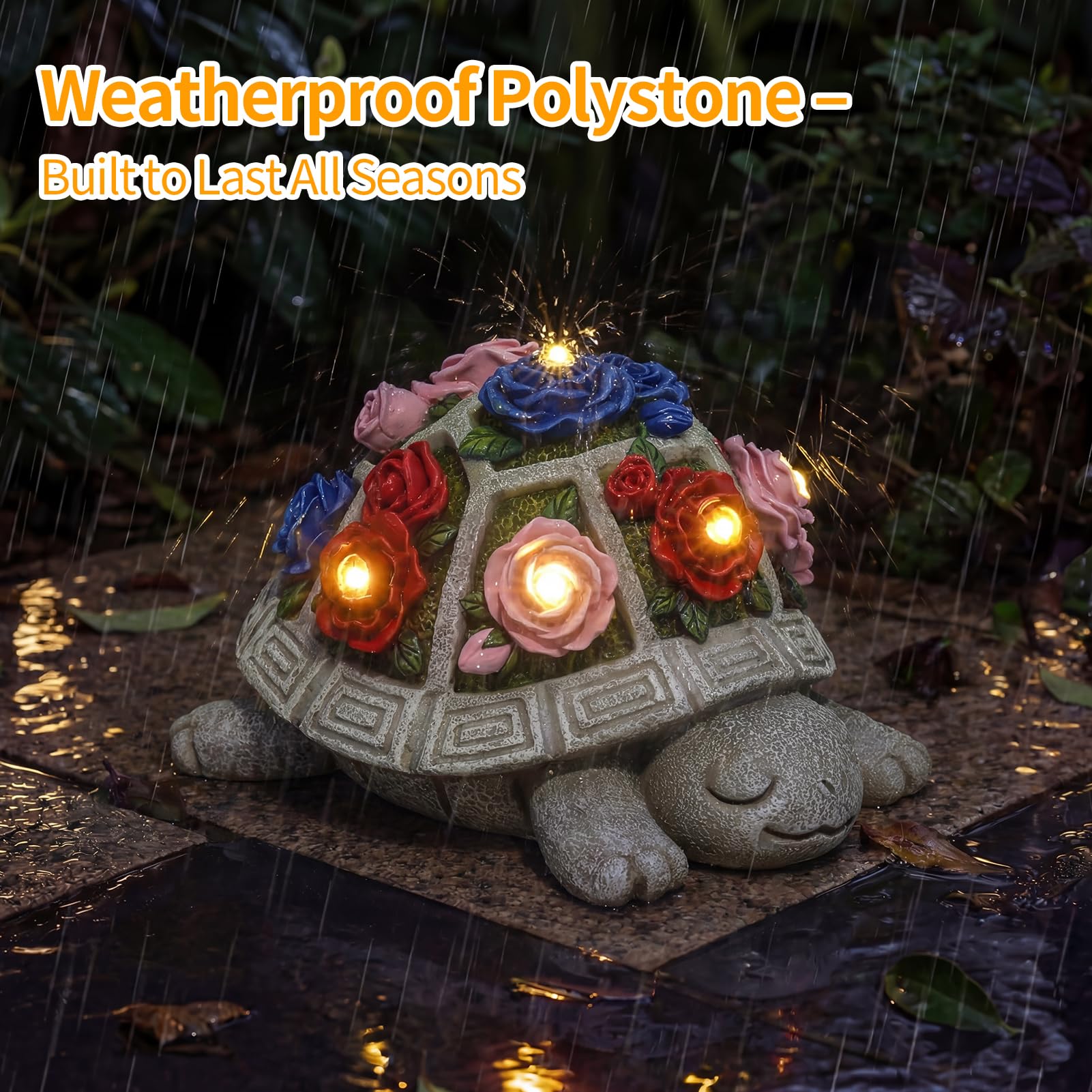 Solar Turtle Statue for Outdoor Garden Yard Decor