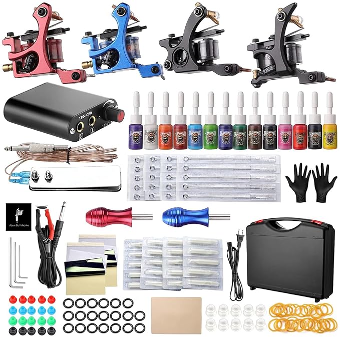 HAWINK Complete Tattoo Kit 4 Standard Tattoo Machines Power Supply