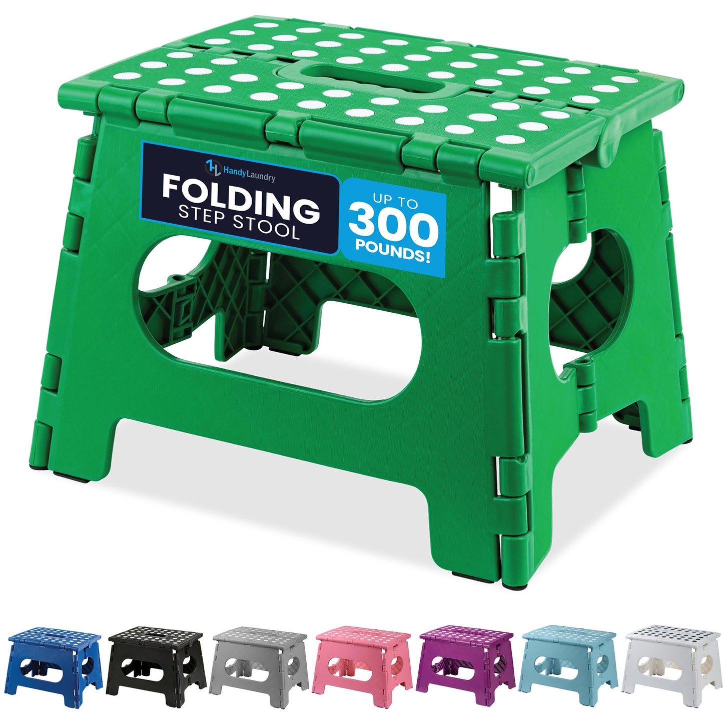 Handy Laundry Folding Lightweight Step Stool - Sturdy Enough to Support Adults and Safe Enough for Kids - Opens Easy with One Flip - Great for Kitchen, Bathroom or Bedroom
