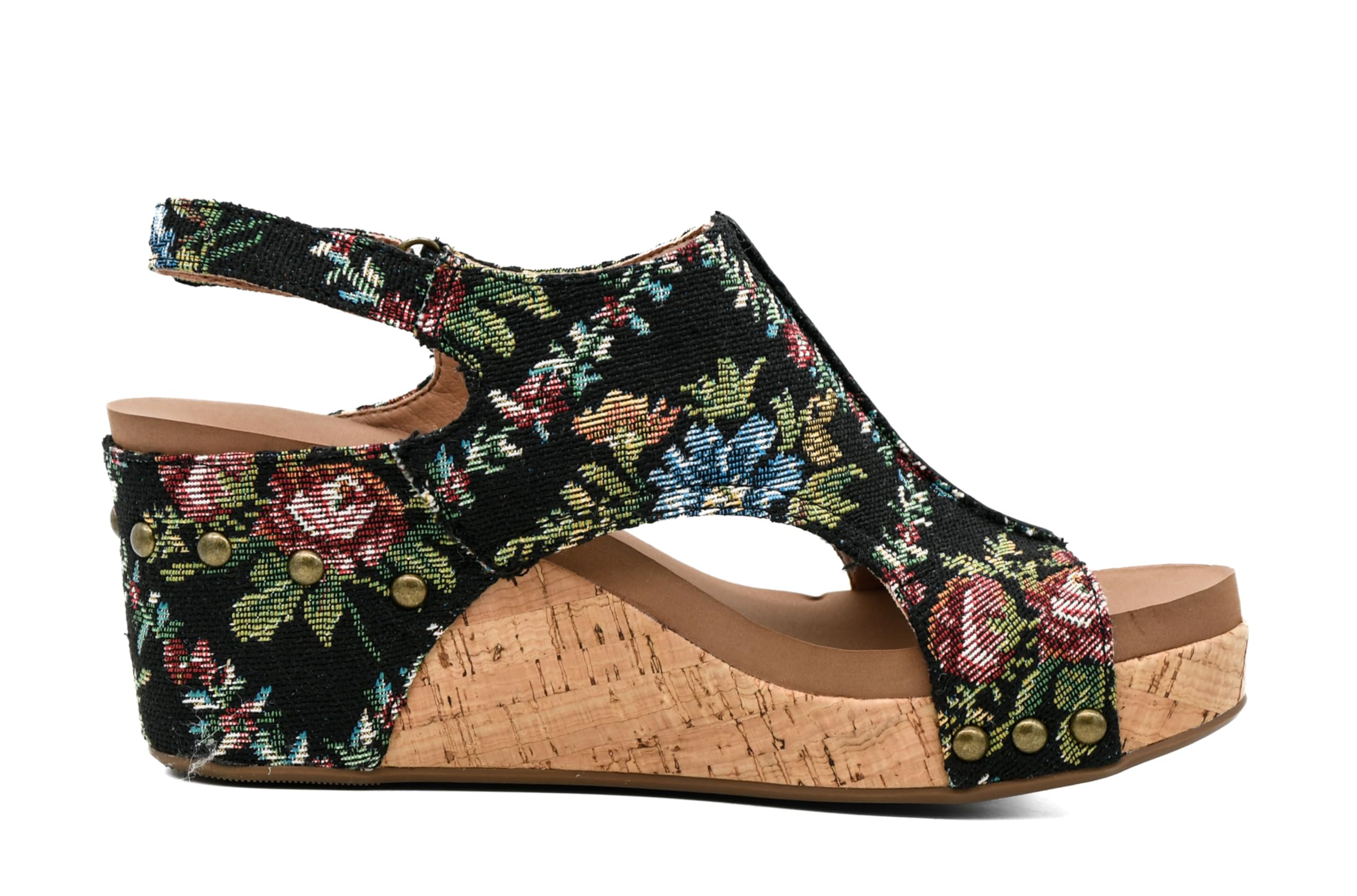 Corkys Footwear Womens Carley Wedges, Featuring Corkys EVA Foam Cushioned Insoles, A 2.5 Inch Heel, Lightweight For All Day Wear, And Hook And Loop Closure