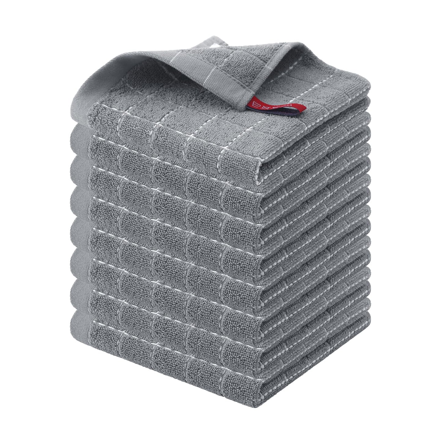Homaxy 100% Cotton Terrycloth Check Design Dish Cloths & Dish Towels, Soft and Absorbent, Perfect for Kitchen Drying and Washing