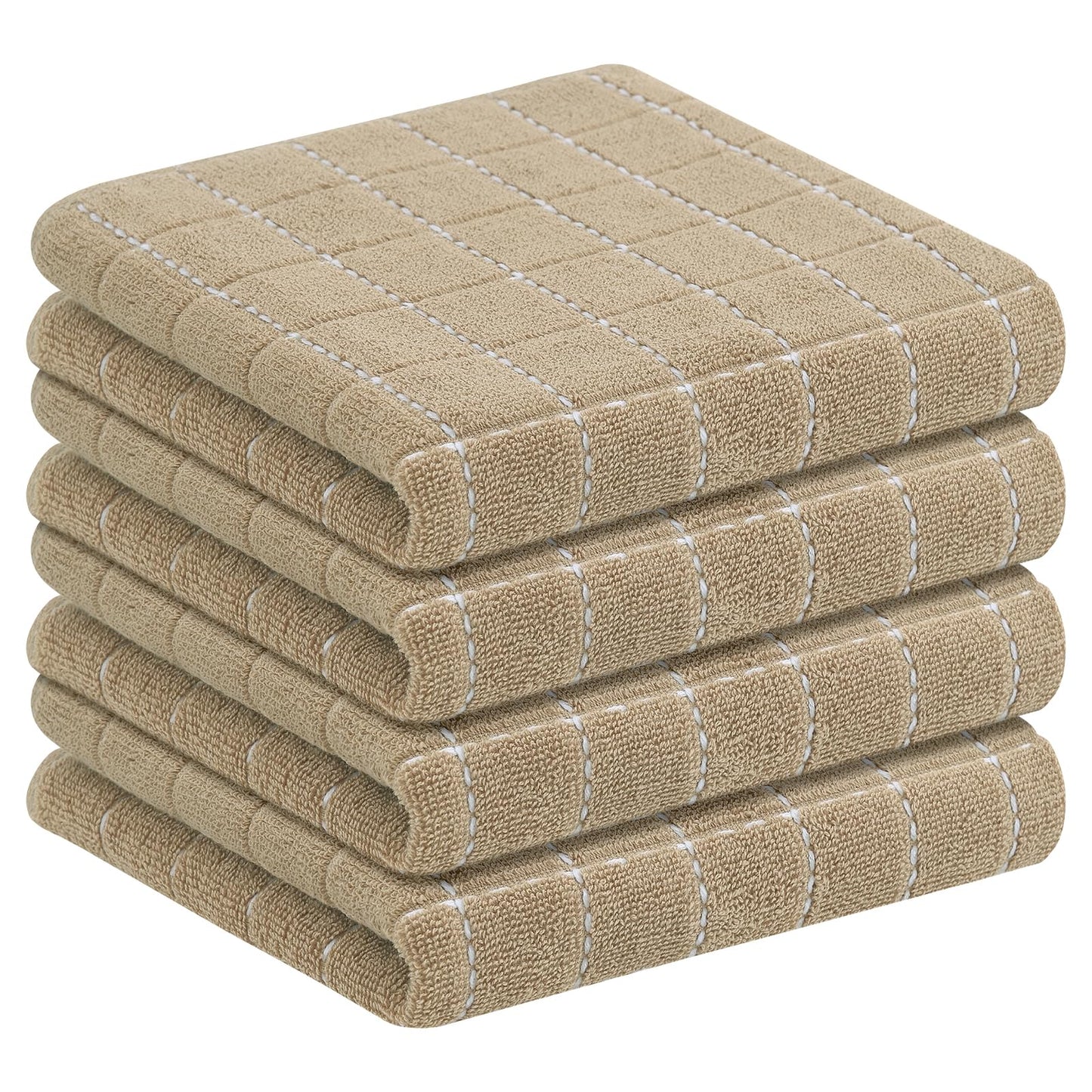 Homaxy 100% Cotton Terrycloth Check Design Dish Cloths & Dish Towels, Soft and Absorbent, Perfect for Kitchen Drying and Washing