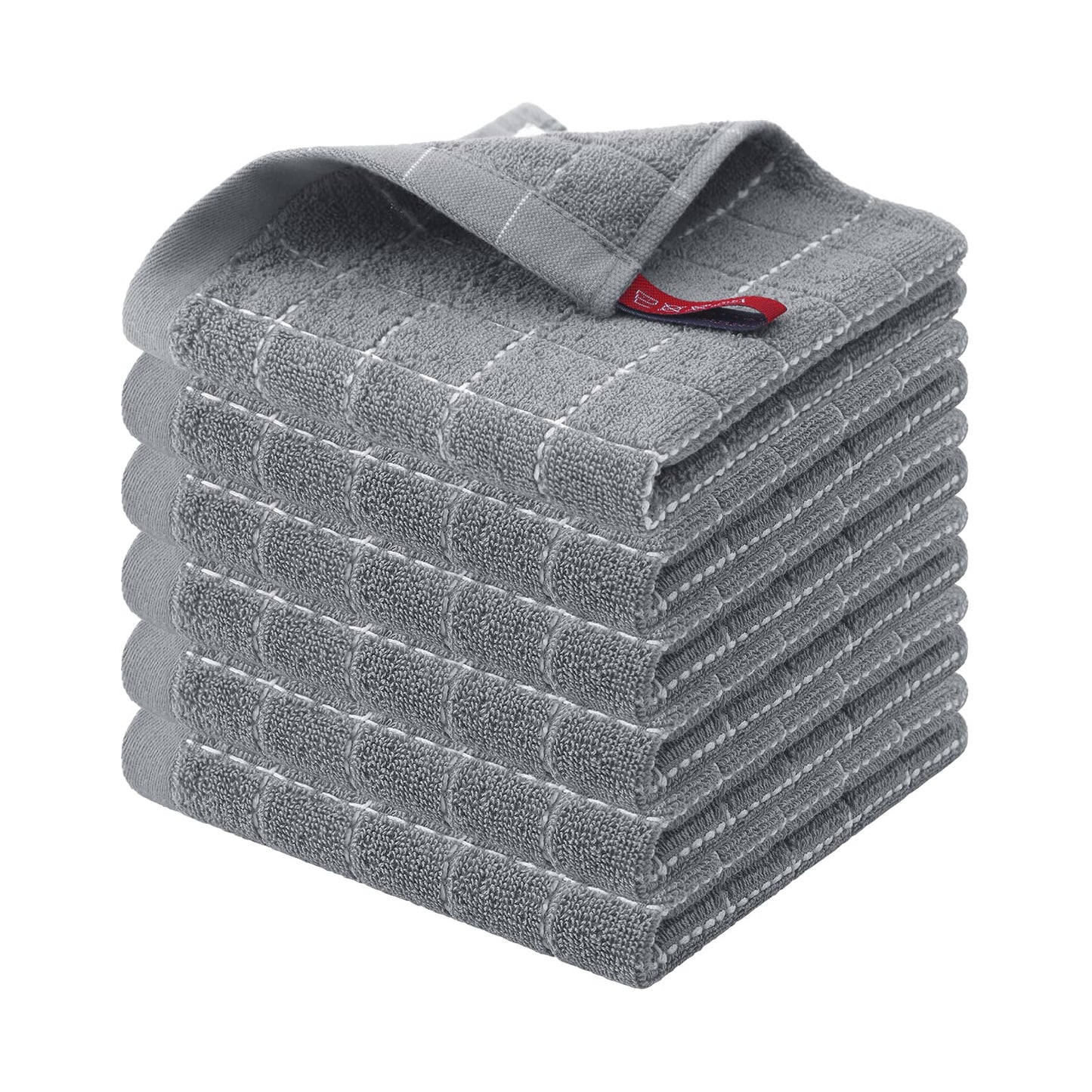 Homaxy 100% Cotton Terrycloth Check Design Dish Cloths & Dish Towels, Soft and Absorbent, Perfect for Kitchen Drying and Washing