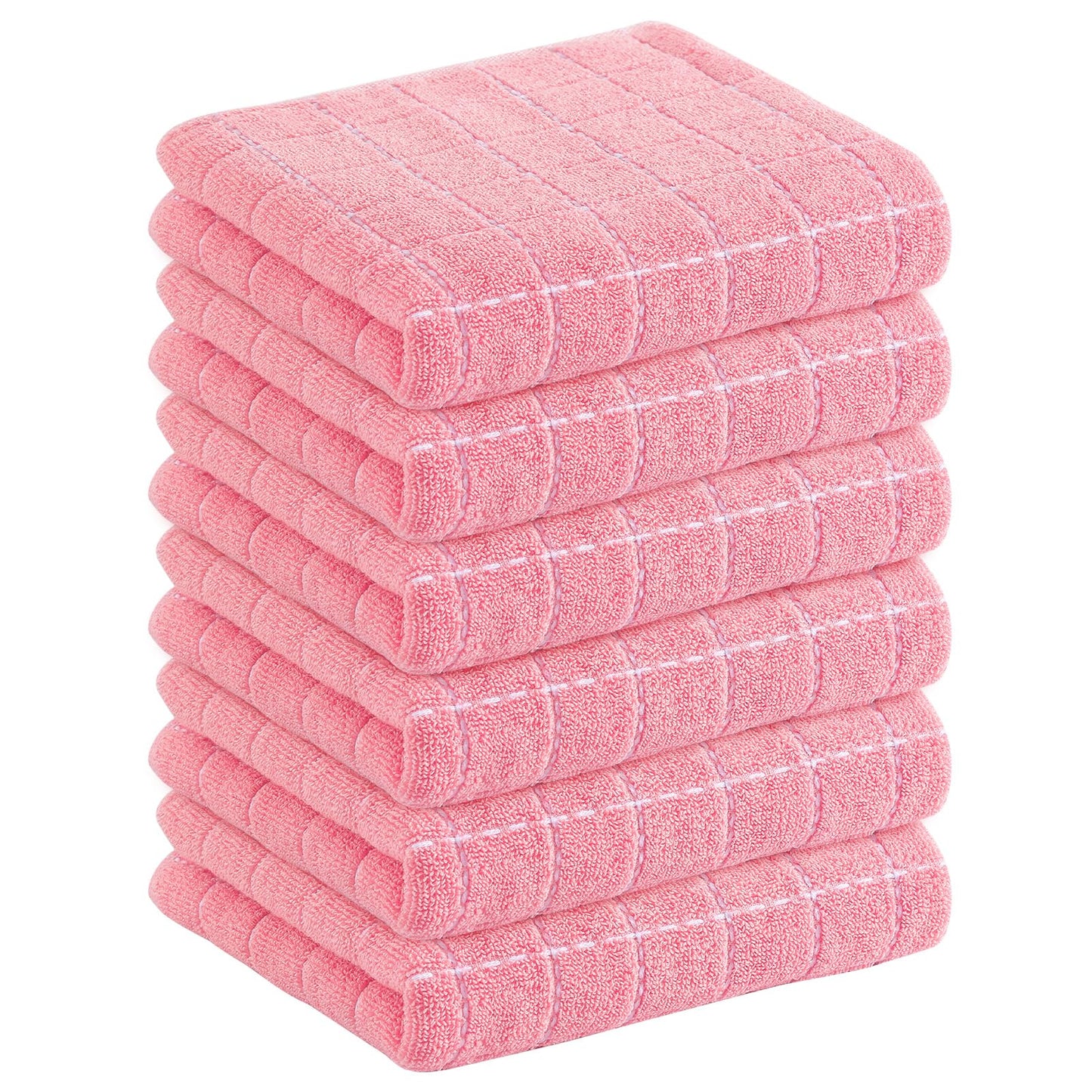Homaxy 100% Cotton Terrycloth Check Design Dish Cloths & Dish Towels, Soft and Absorbent, Perfect for Kitchen Drying and Washing