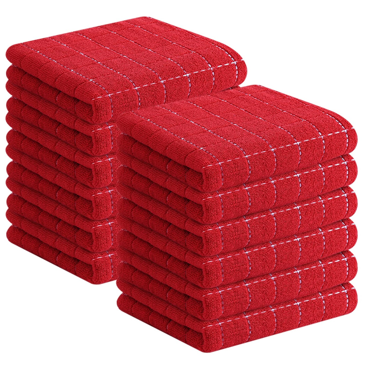 Homaxy 100% Cotton Terrycloth Check Design Dish Cloths & Dish Towels, Soft and Absorbent, Perfect for Kitchen Drying and Washing