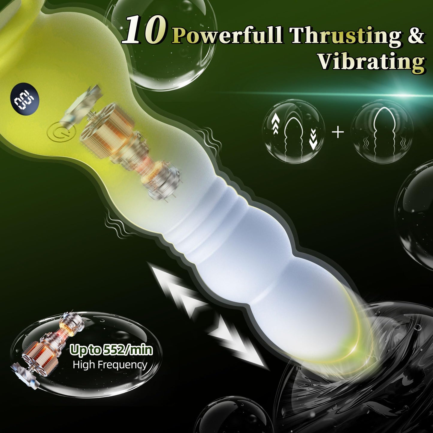 Thrusting Anal Plug Sex Toy for Men, Anal Vibrator Prostate Massager with 10 Thrusting & Vibration Modes, Remote Control Anal Beads with Pull Ring, G-Spot Vibrators for Men Women Couples