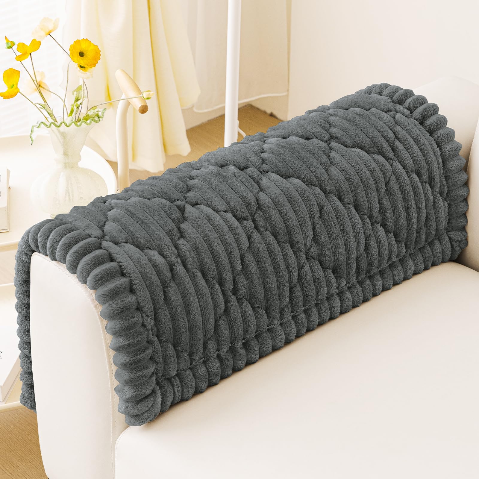 Smiry Pet Couch Covers for Dogs Washable, Non-Slip Fuzzy Couch Covers for 3 Cushion Sofa Pet Friendly, Soft Thick Furniture Protector Sofa Slipcover Mat for Dogs