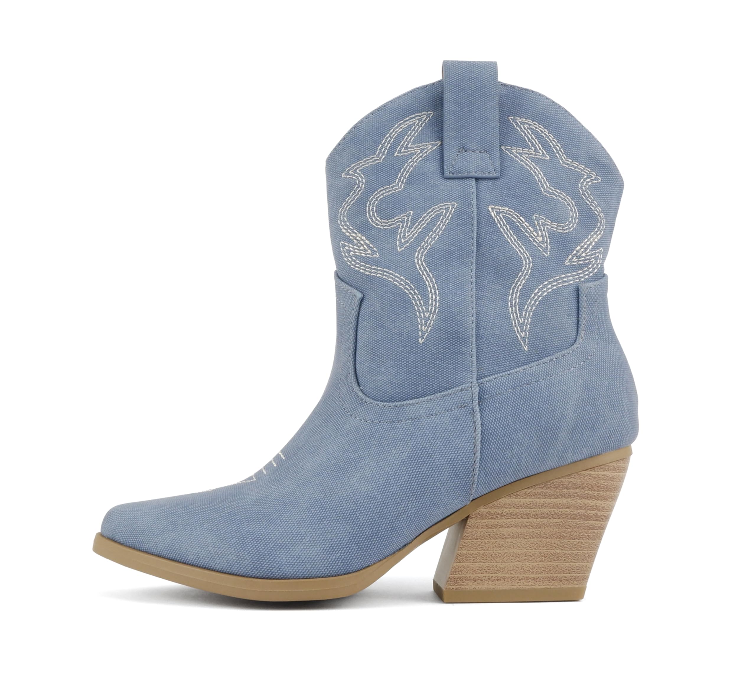 Soda “BLAZING” ~ Women Western Bootie Pointe Toe with Low Heel (Wide Fit Available)