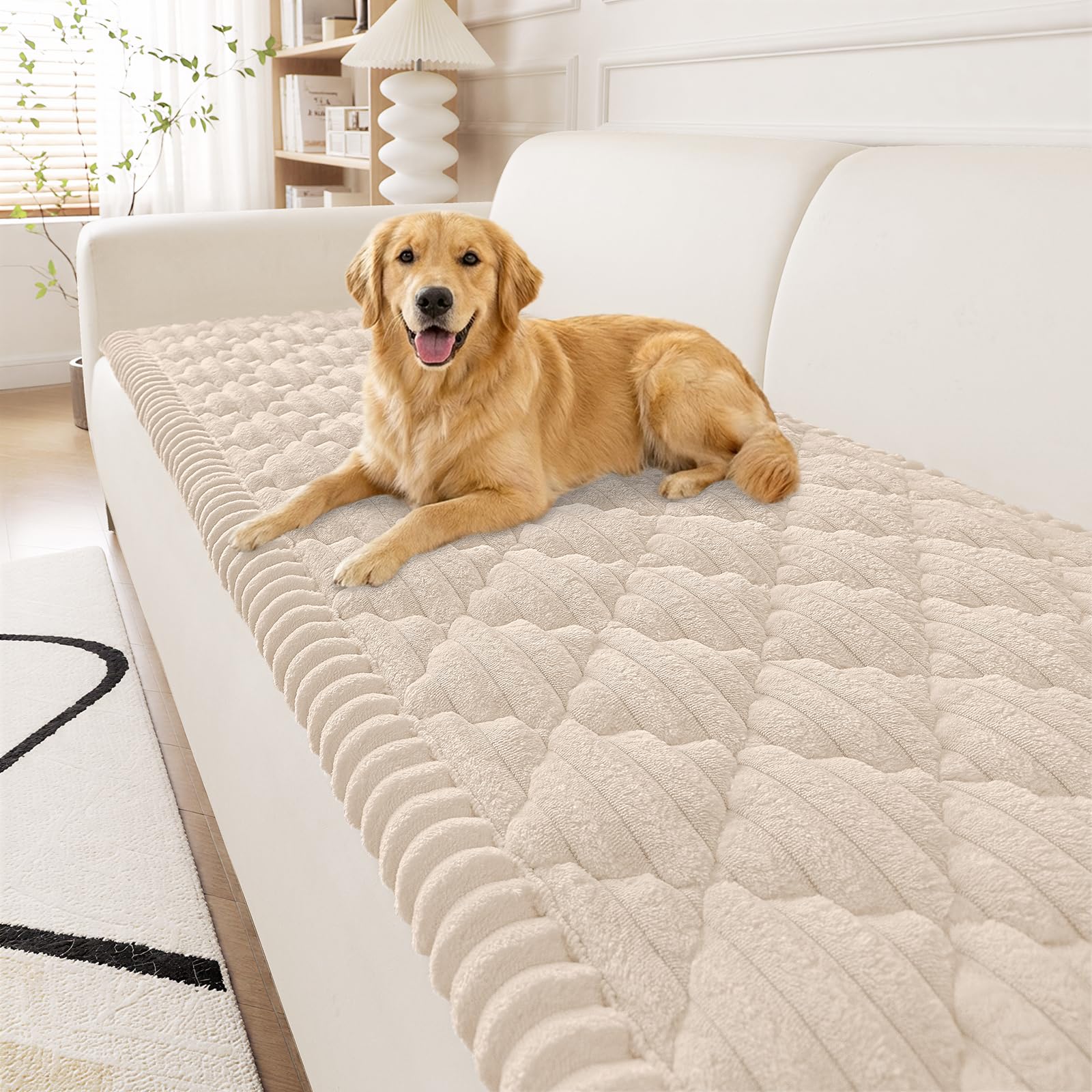 Smiry Pet Couch Covers for Dogs Washable, Non-Slip Fuzzy Couch Covers for 3 Cushion Sofa Pet Friendly, Soft Thick Furniture Protector Sofa Slipcover Mat for Dogs