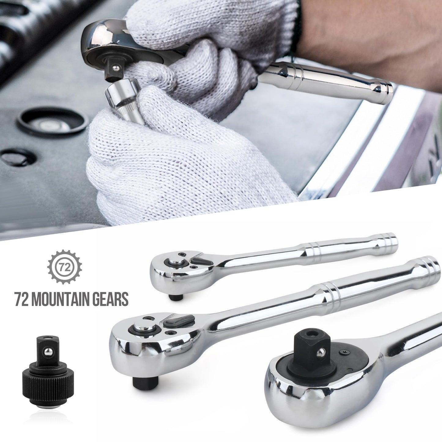 Amazon Basics Mechanic Socket Tool Kit Set With Case Amz170 Alloy Steel Polished Hex Fastener Drive Bit