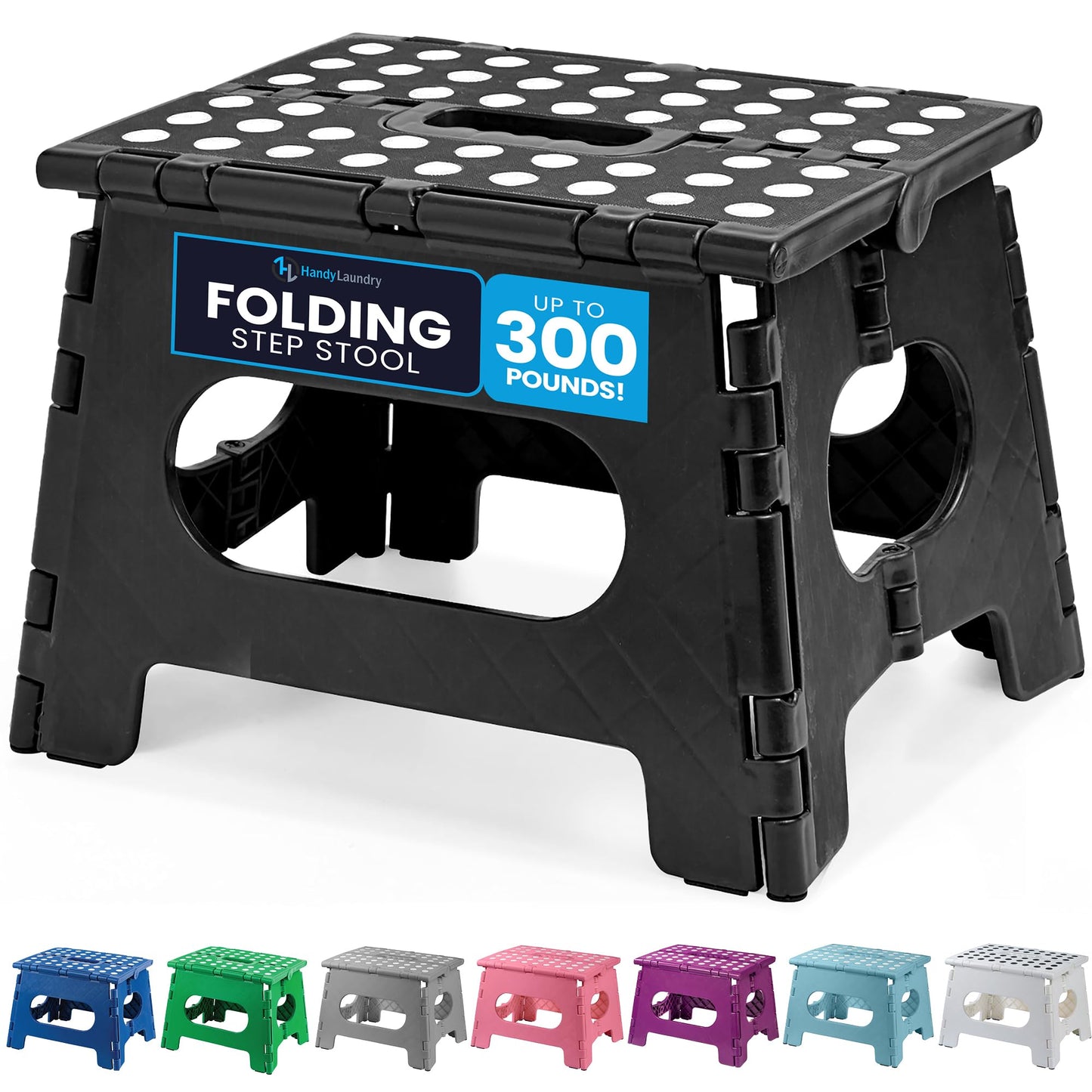 Handy Laundry Folding Lightweight Step Stool - Sturdy Enough to Support Adults and Safe Enough for Kids - Opens Easy with One Flip - Great for Kitchen, Bathroom or Bedroom