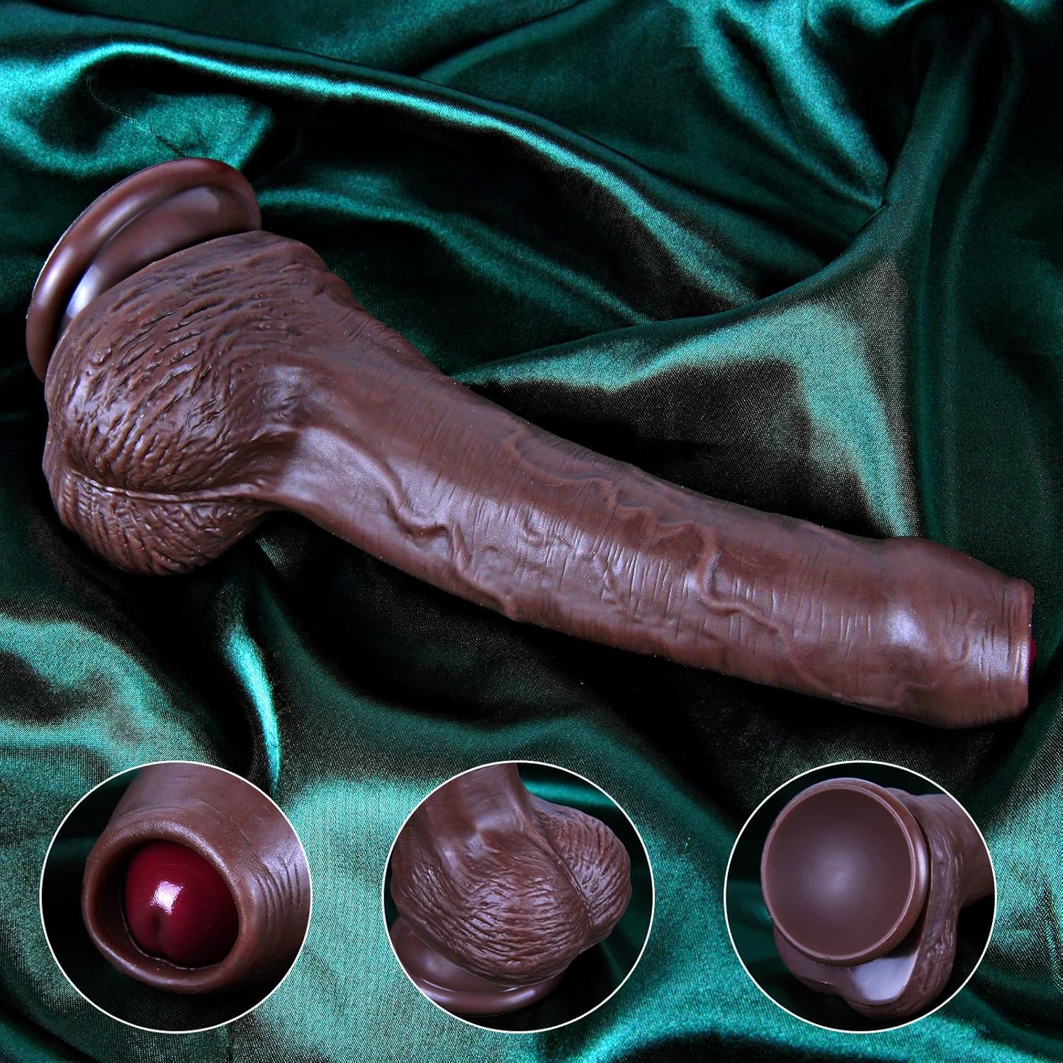 Umania Realistic Silicone Dildo Movable Foreskin Black 8in
