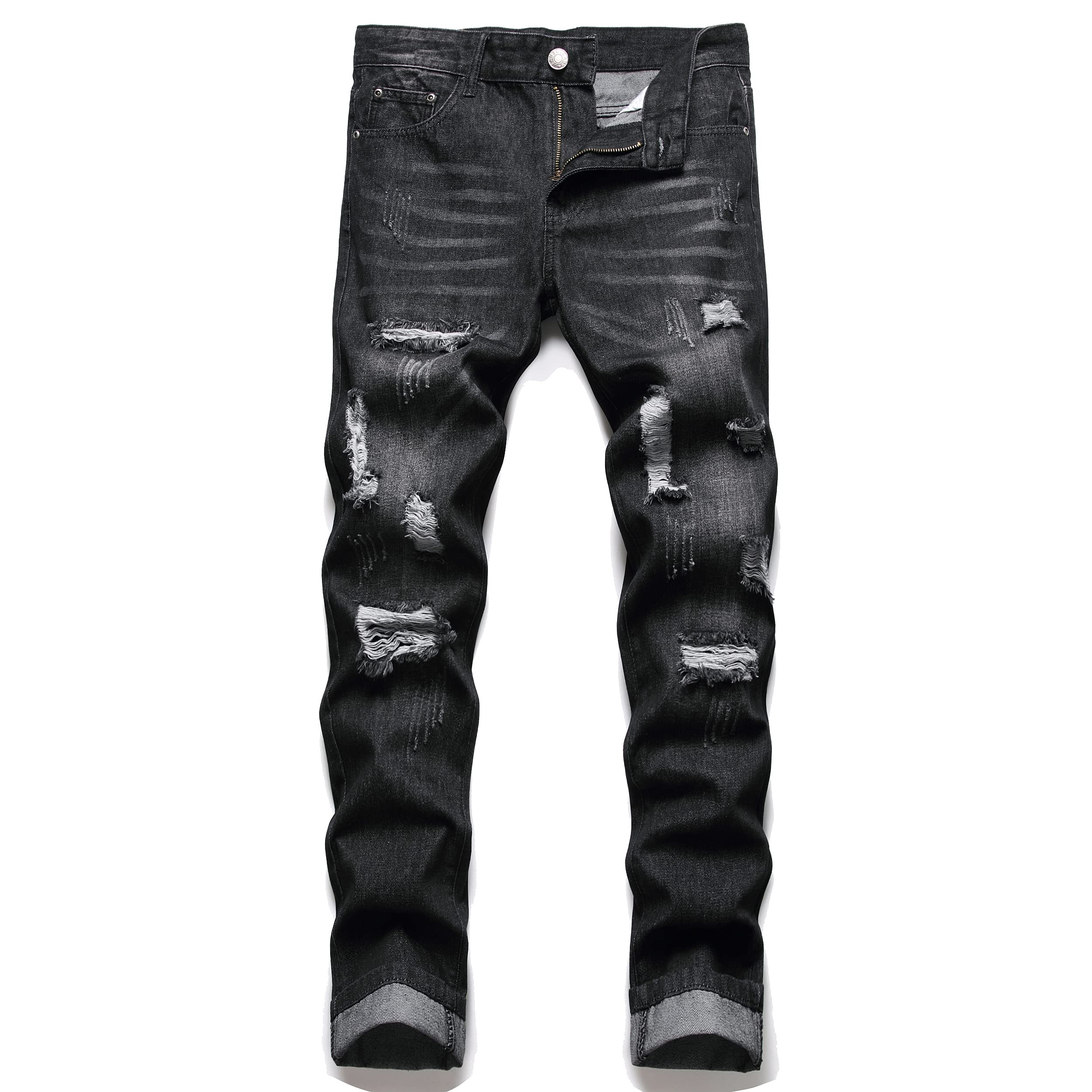 AITITIA Men's Ripped Regular Fit Jeans