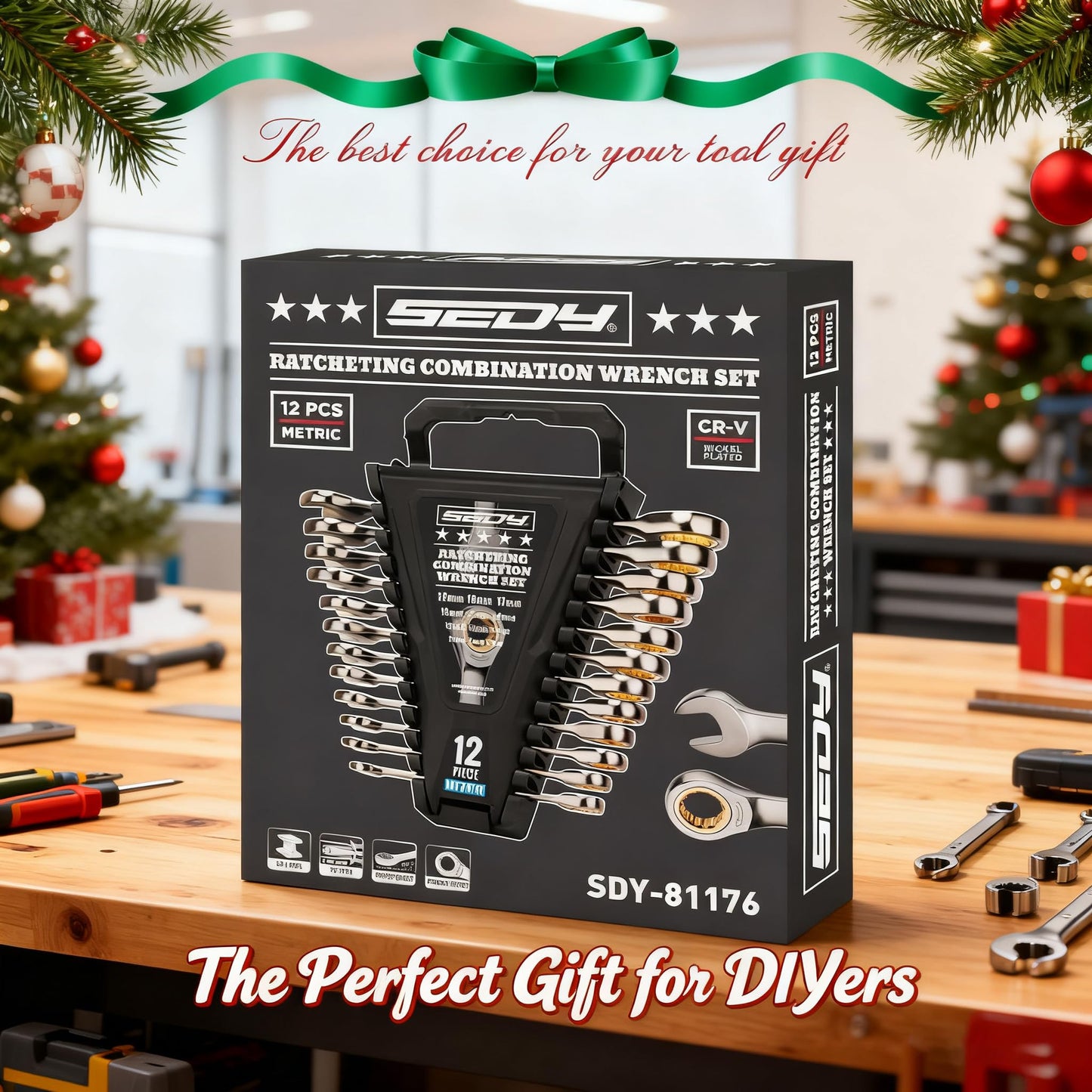 SEDY Combination Wrench Set with Magnetic Organizer