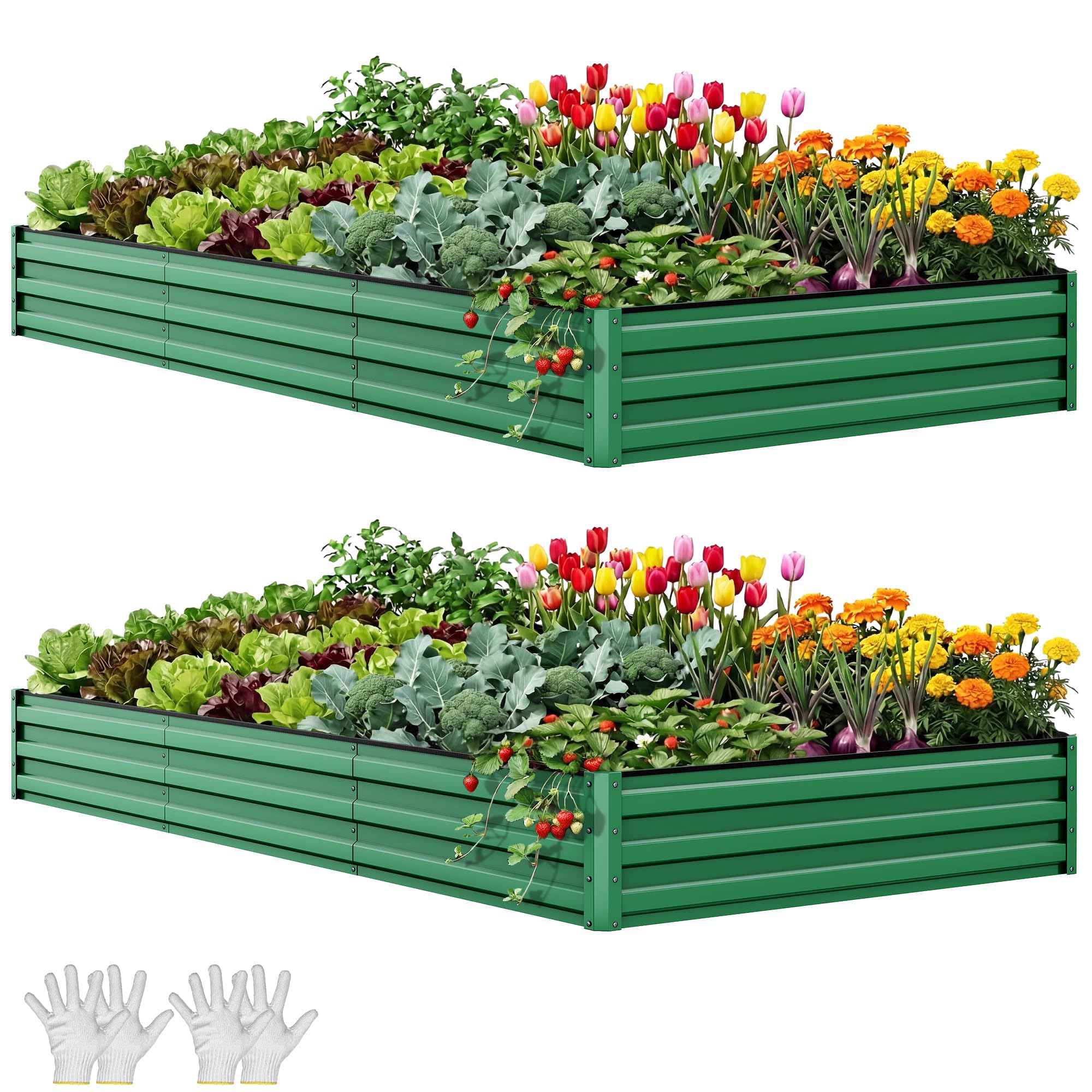 YITAHOME Raised Garden Bed Kit with Gloves, Ground Nails, Support Rod-1