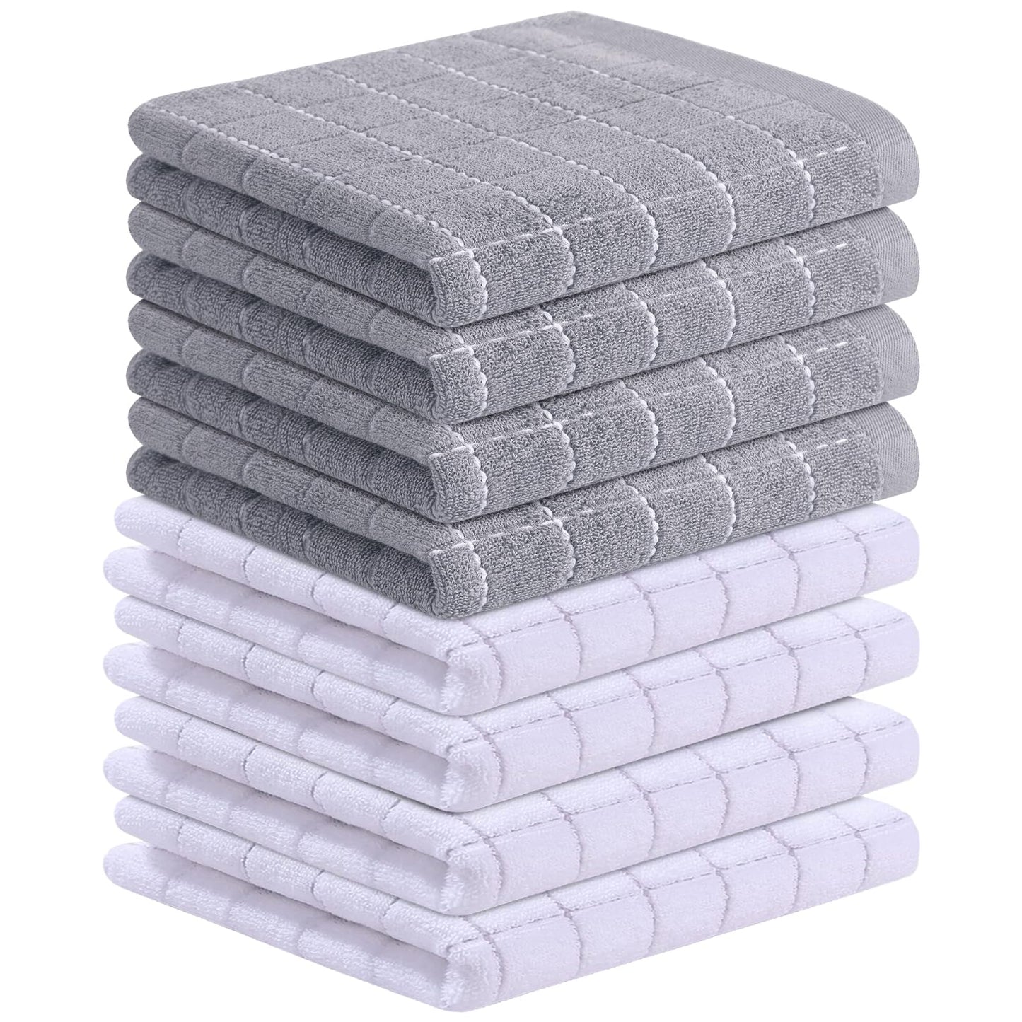 Homaxy 100% Cotton Terrycloth Check Design Dish Cloths & Dish Towels, Soft and Absorbent, Perfect for Kitchen Drying and Washing