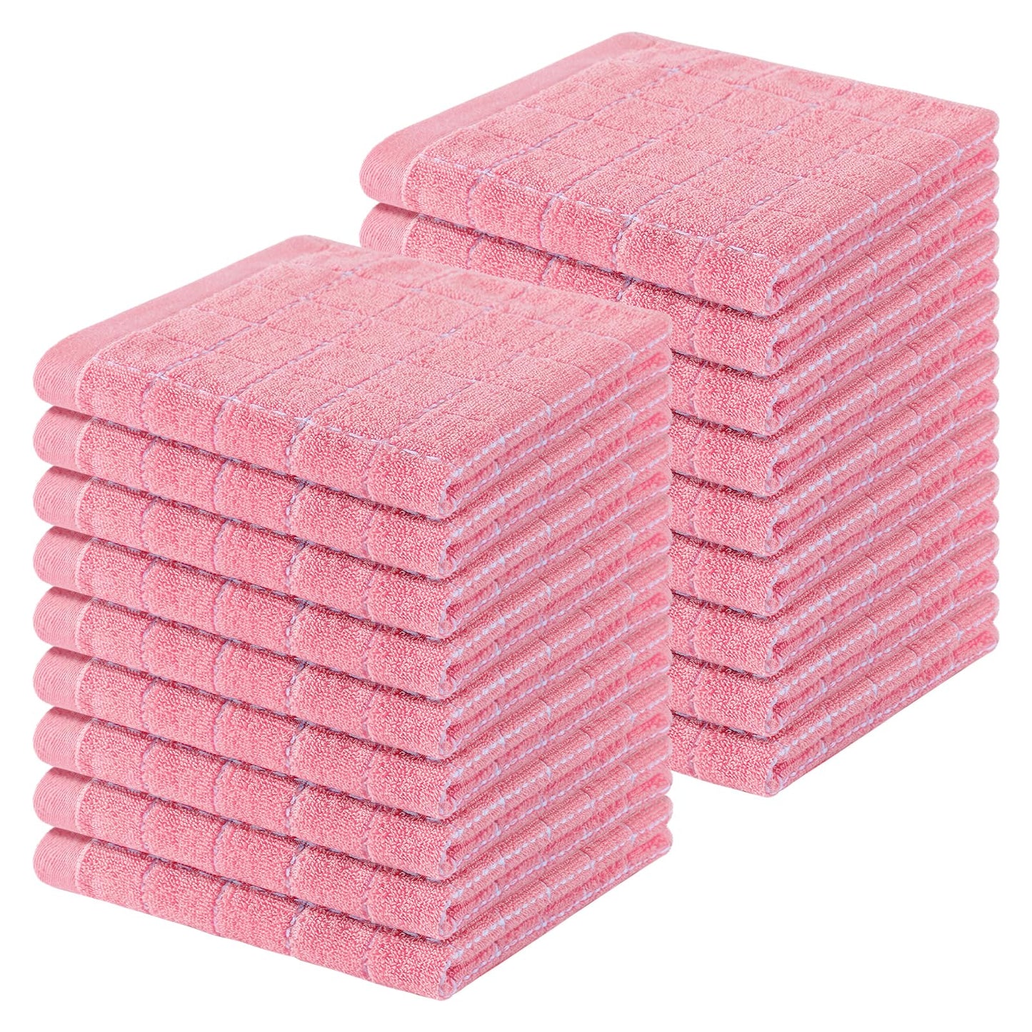 Homaxy 100% Cotton Terrycloth Check Design Dish Cloths & Dish Towels, Soft and Absorbent, Perfect for Kitchen Drying and Washing