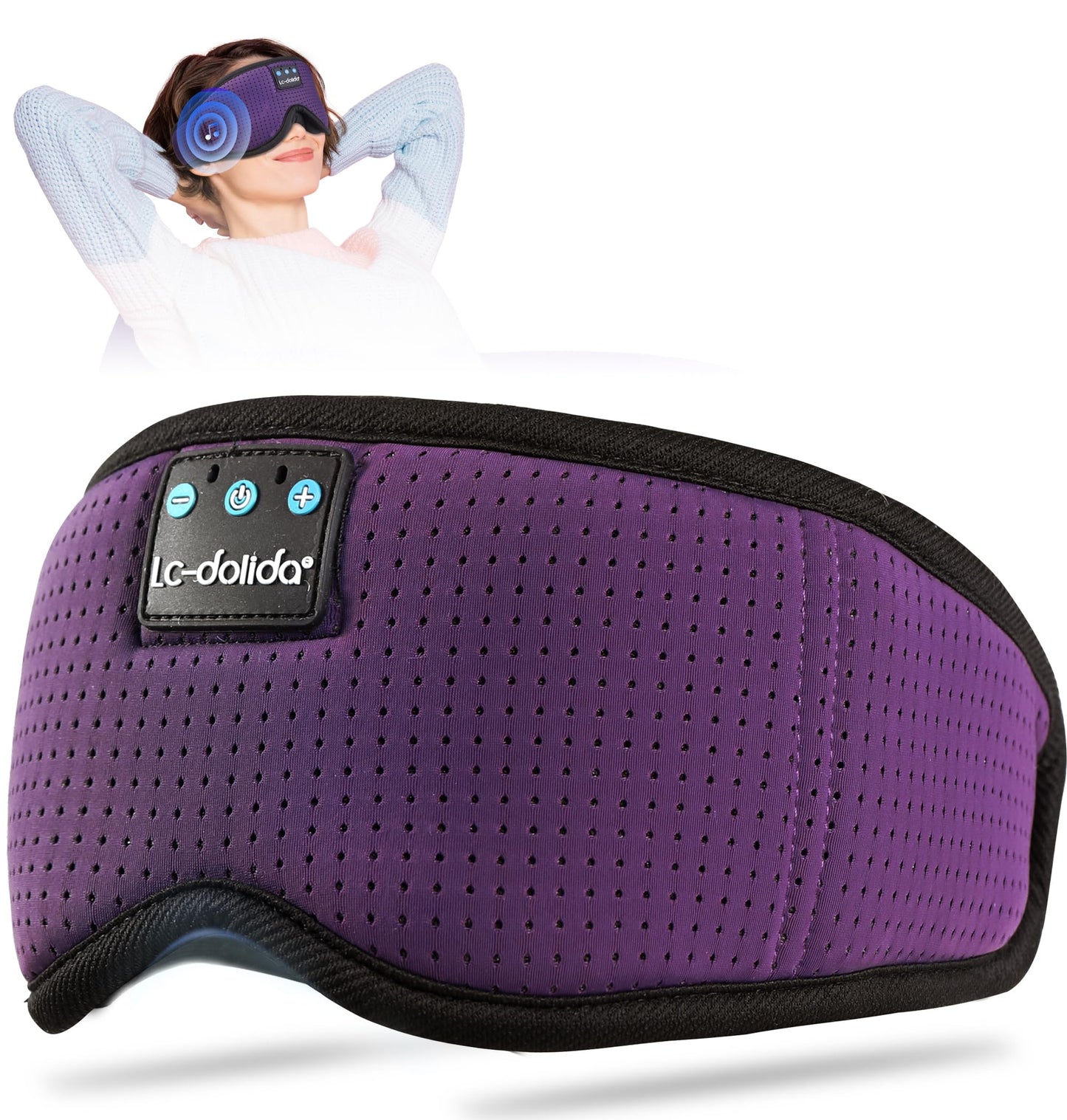 LC-dolida Sleep Headphones, 3D Sleep Mask Bluetooth Wireless Music Eye Mask, Sleeping Headphones for Side Sleepers
