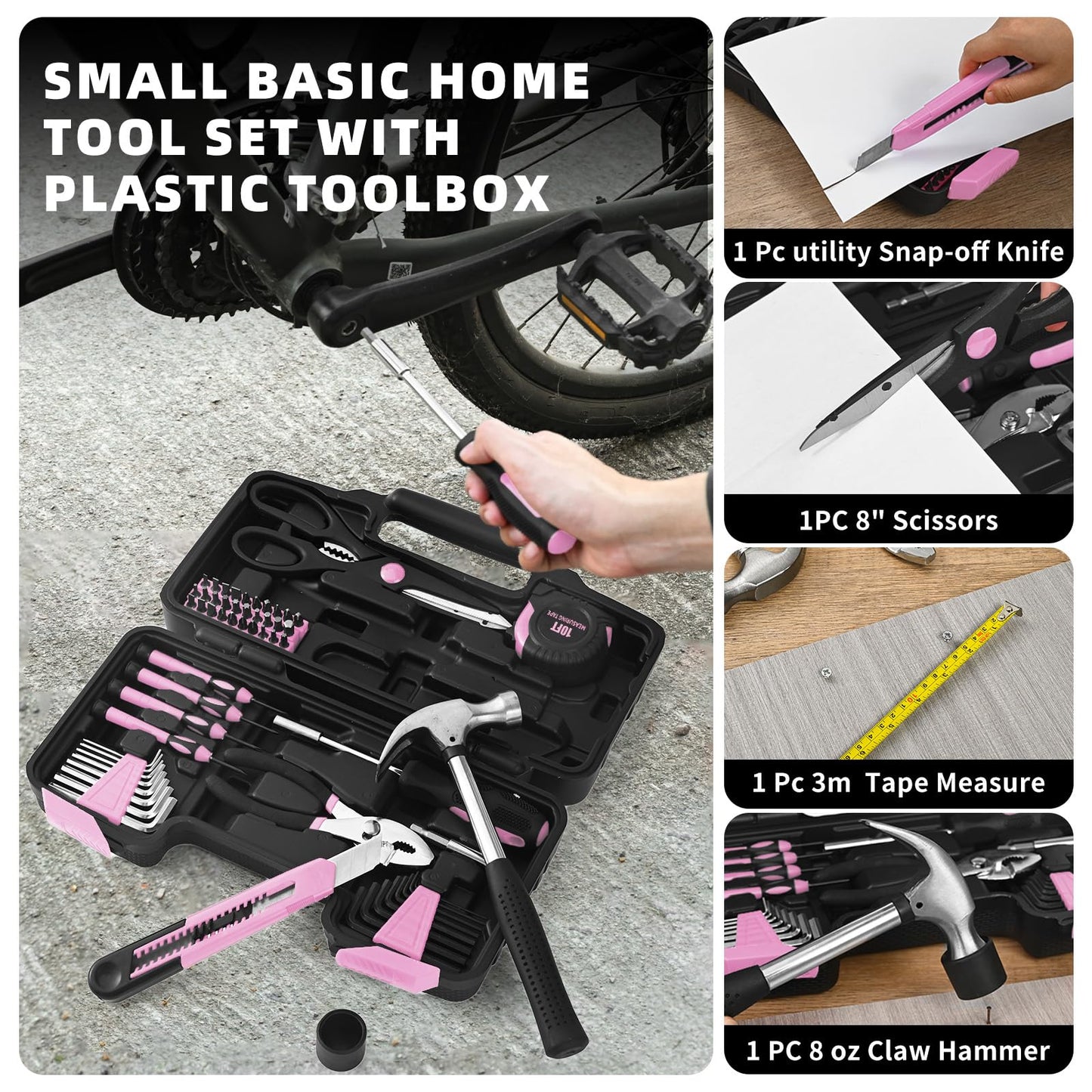 Household Tool Set General Repair Small Hand Tool Kit Storage Case for Home Garage Office College Dormitory Use