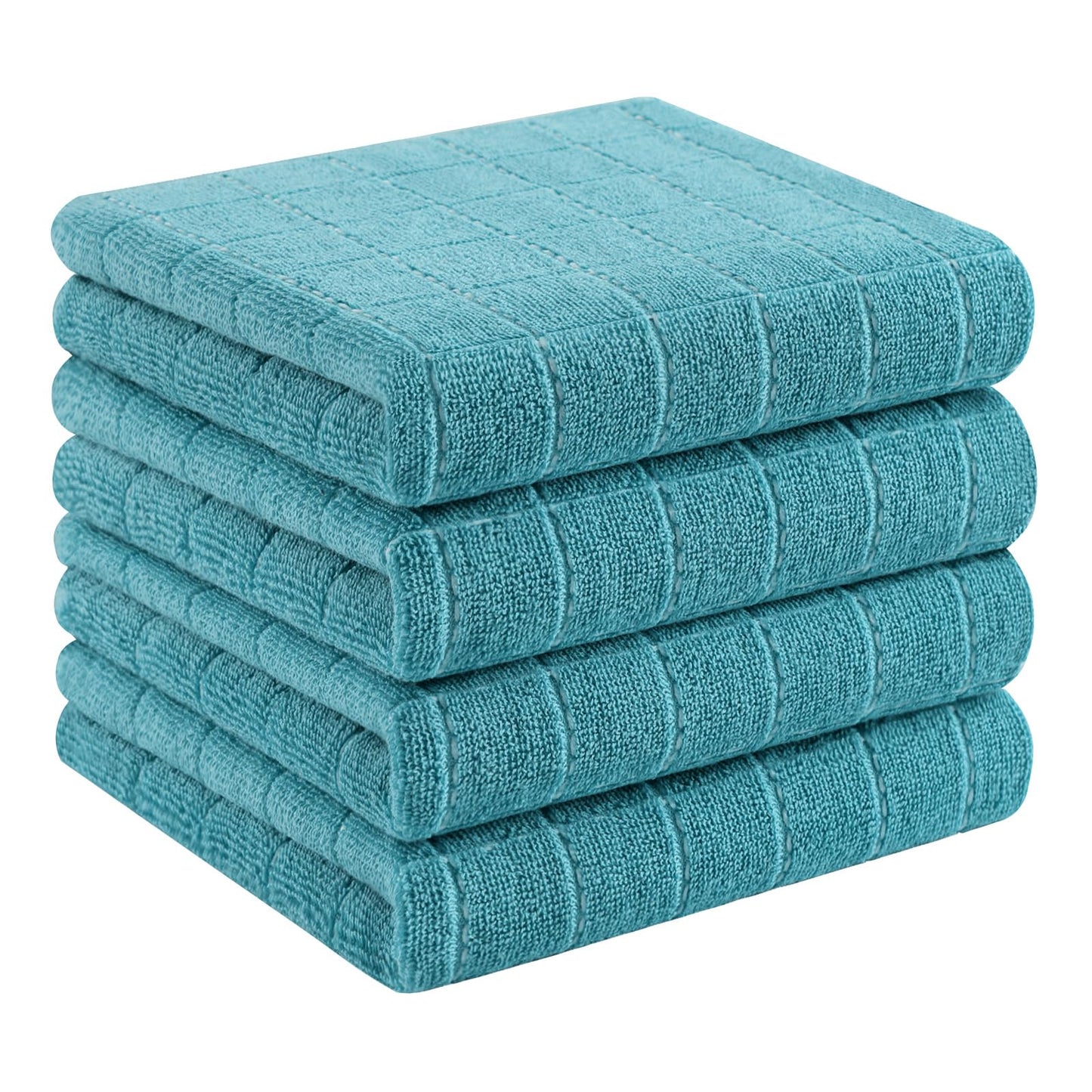 Homaxy 100% Cotton Terrycloth Check Design Dish Cloths & Dish Towels, Soft and Absorbent, Perfect for Kitchen Drying and Washing