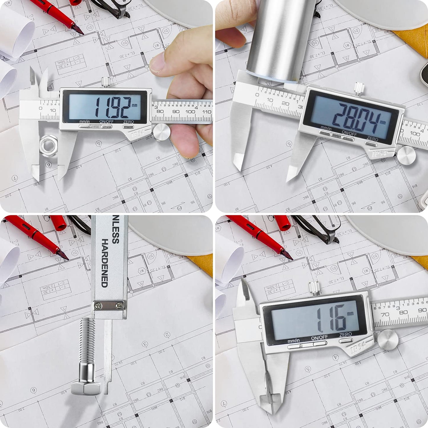 Digital Caliper, Caliper Measuring Tool with Stainless Steel, Electronic Micrometer Caliper with Large LCD Screen, Auto-Off Feature, Inch and Millimeter Conversion (6 Inch/150 mm)