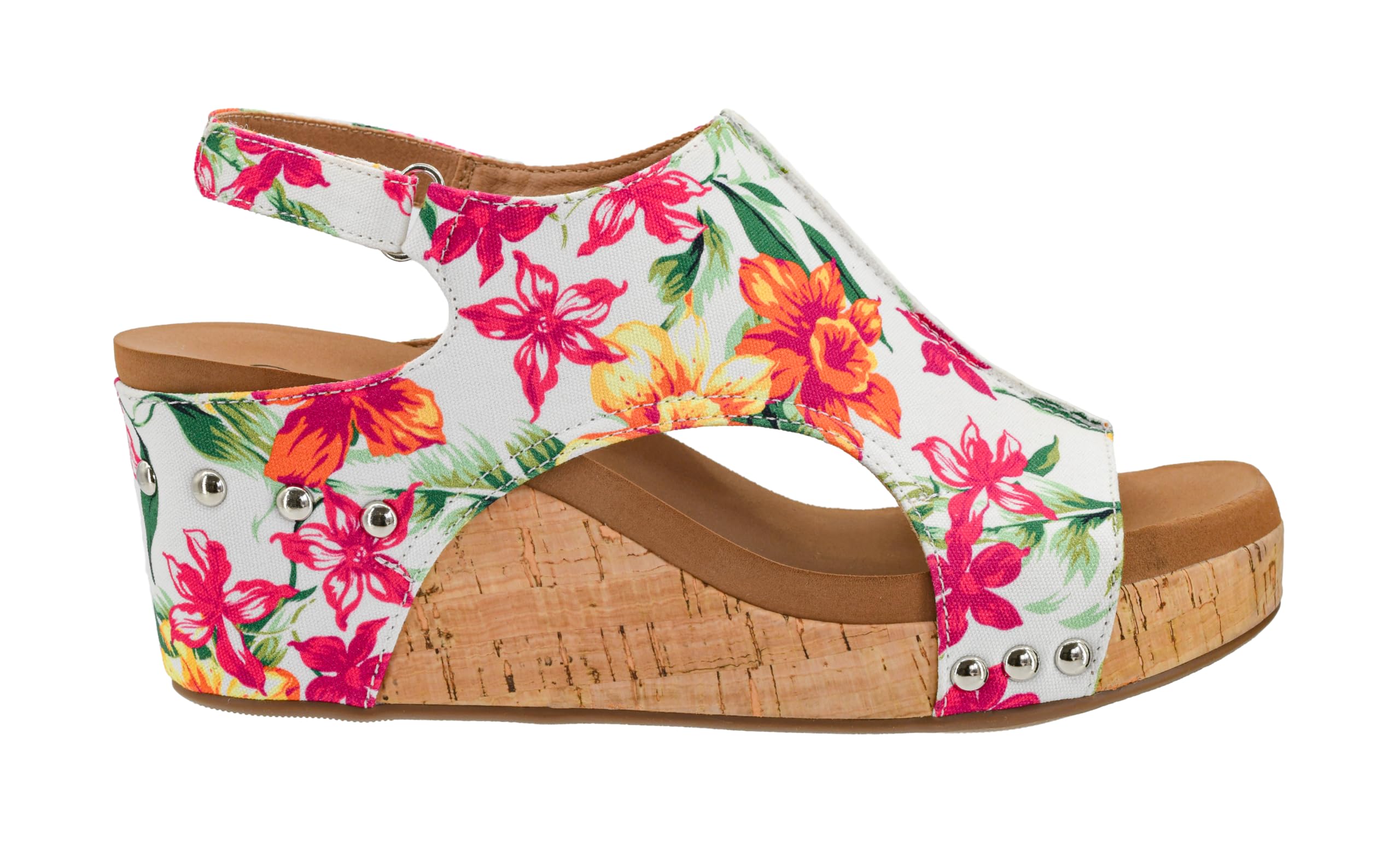 Corkys Footwear Womens Carley Wedges, Featuring Corkys EVA Foam Cushioned Insoles, A 2.5 Inch Heel, Lightweight For All Day Wear, And Hook And Loop Closure
