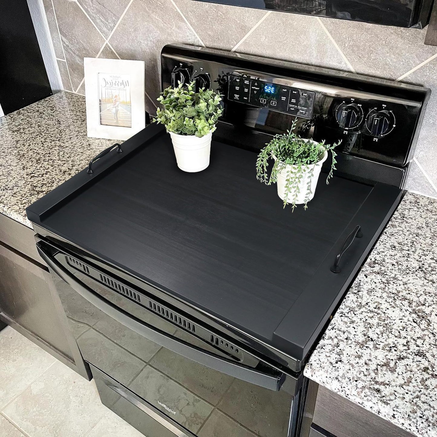 GASHELL Noodle Board Stove Cover with Handles, Multiple Stove Top Cover Board for Electric/Gas Stove Top(Forest Green)