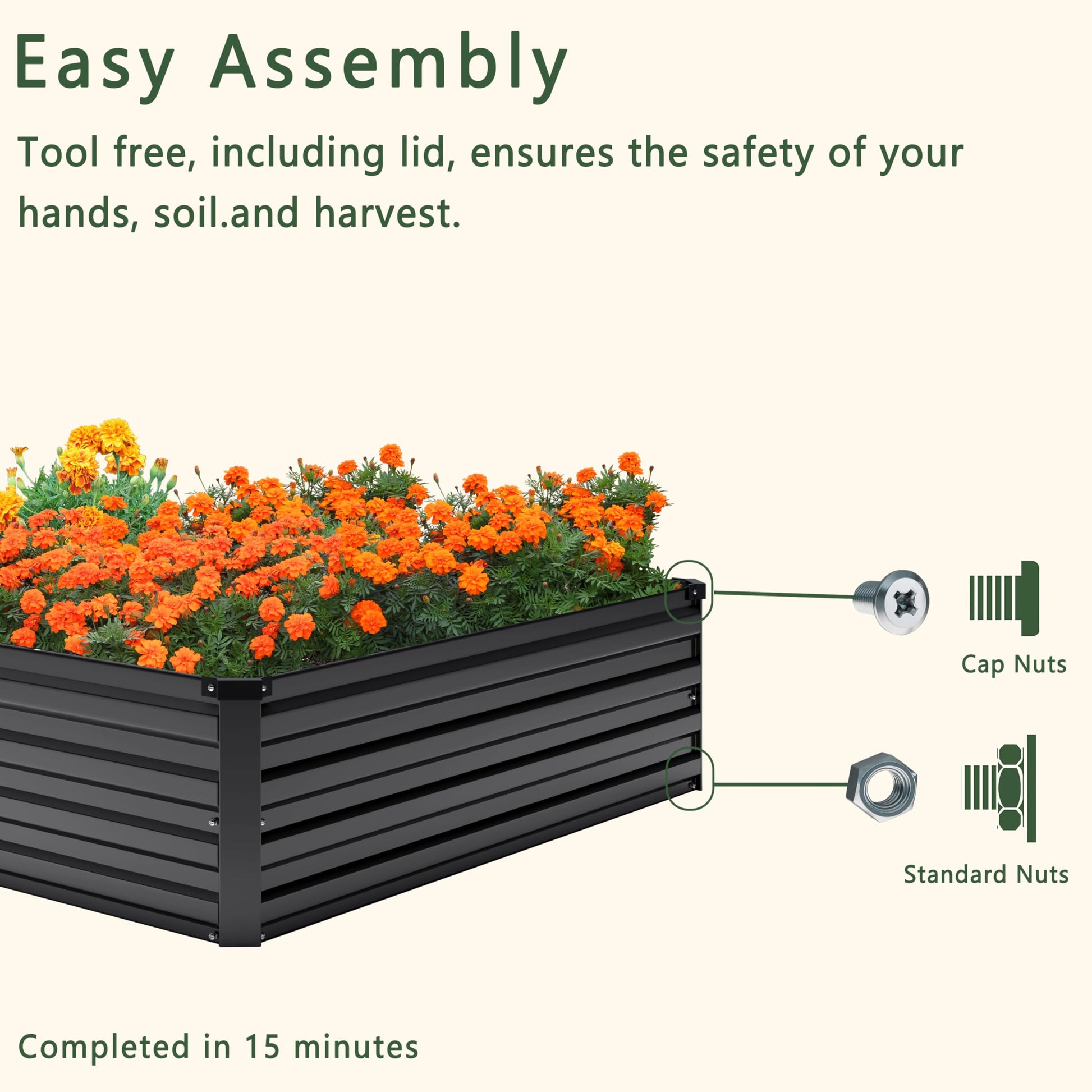 DIIYIV Galvanized Raised Garden Bed,Raised Graden Bed-Square Metal Garden Bed,Large Planter Raised Bed Outdoor,Garden Box for Vegetables,Flower,herb