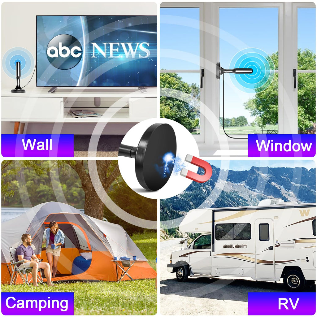 HIDB TV Antenna for Smart TV Indoor, Strong Magnetic Base Indoor TV Antenna for Easy Installation