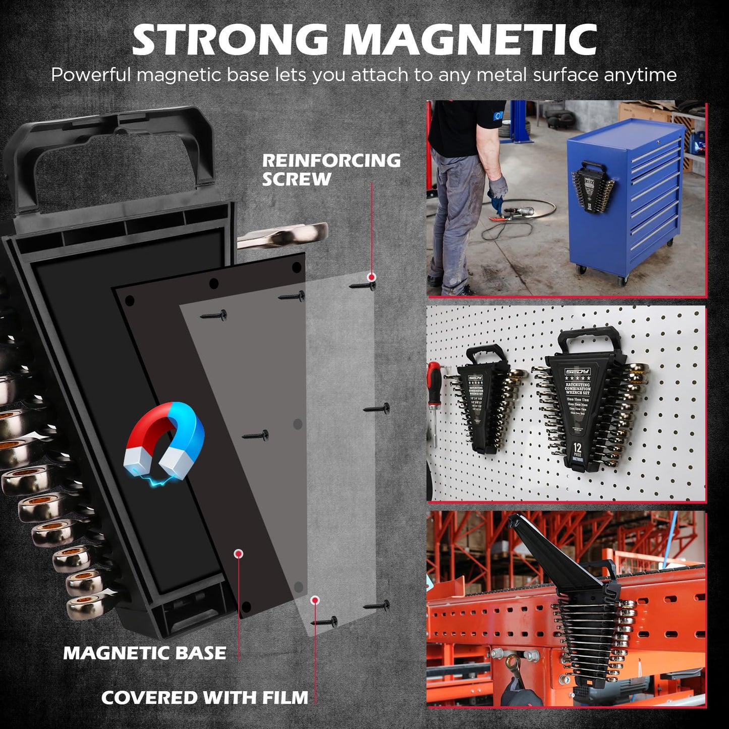 SEDY Combination Wrench Set with Magnetic Organizer