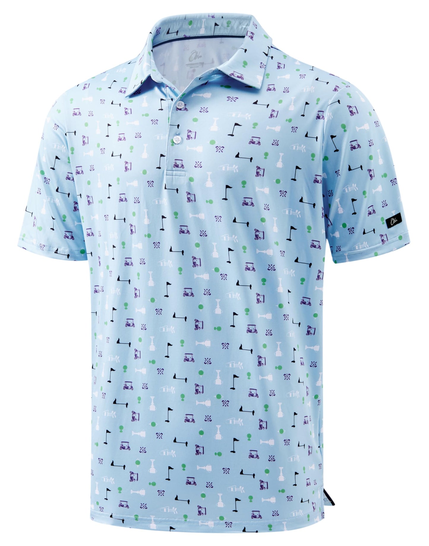 Obla Mens Golf Polo Shirts Short Sleeve Dry Fit Performance Moisture Wicking Casual Print Collared Golf Shirts for Men
