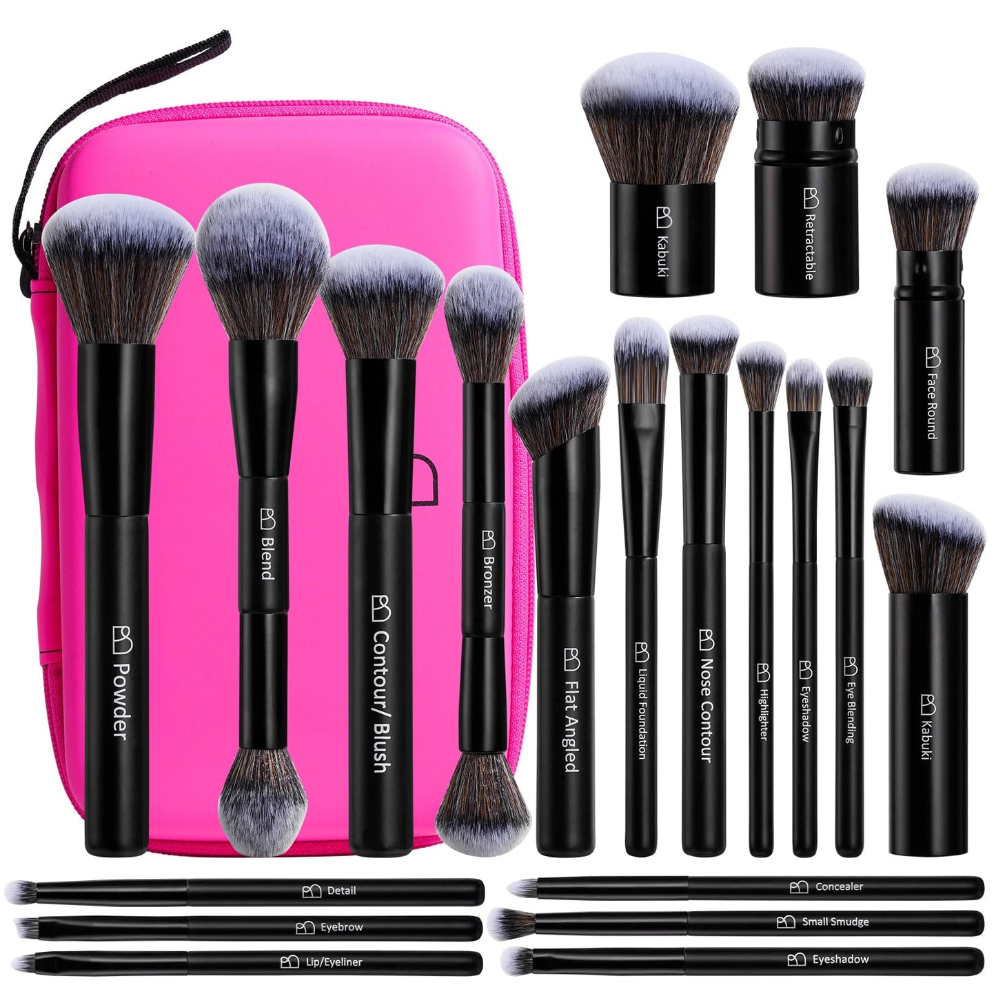 BS-MALL Makeup Brushes Kit – Professional Makeup Tools with Travel Case, Includes Foundation, Powder, Concealer, Lip & Eyeshadow Brushes for Daily Use & Versatile Occasions