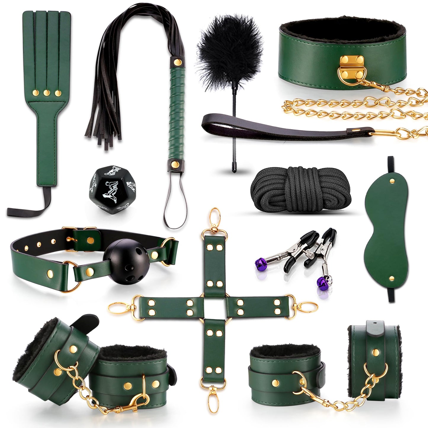 BDSM kit Sex Toys Bondage Restraints Set,Anal Butt Plug Toys and Adjustable Handcuffs Collar Ankle Cuff Blindfold,Sex Things for Couples Kinky and Couple Sex Toys for Games Card.