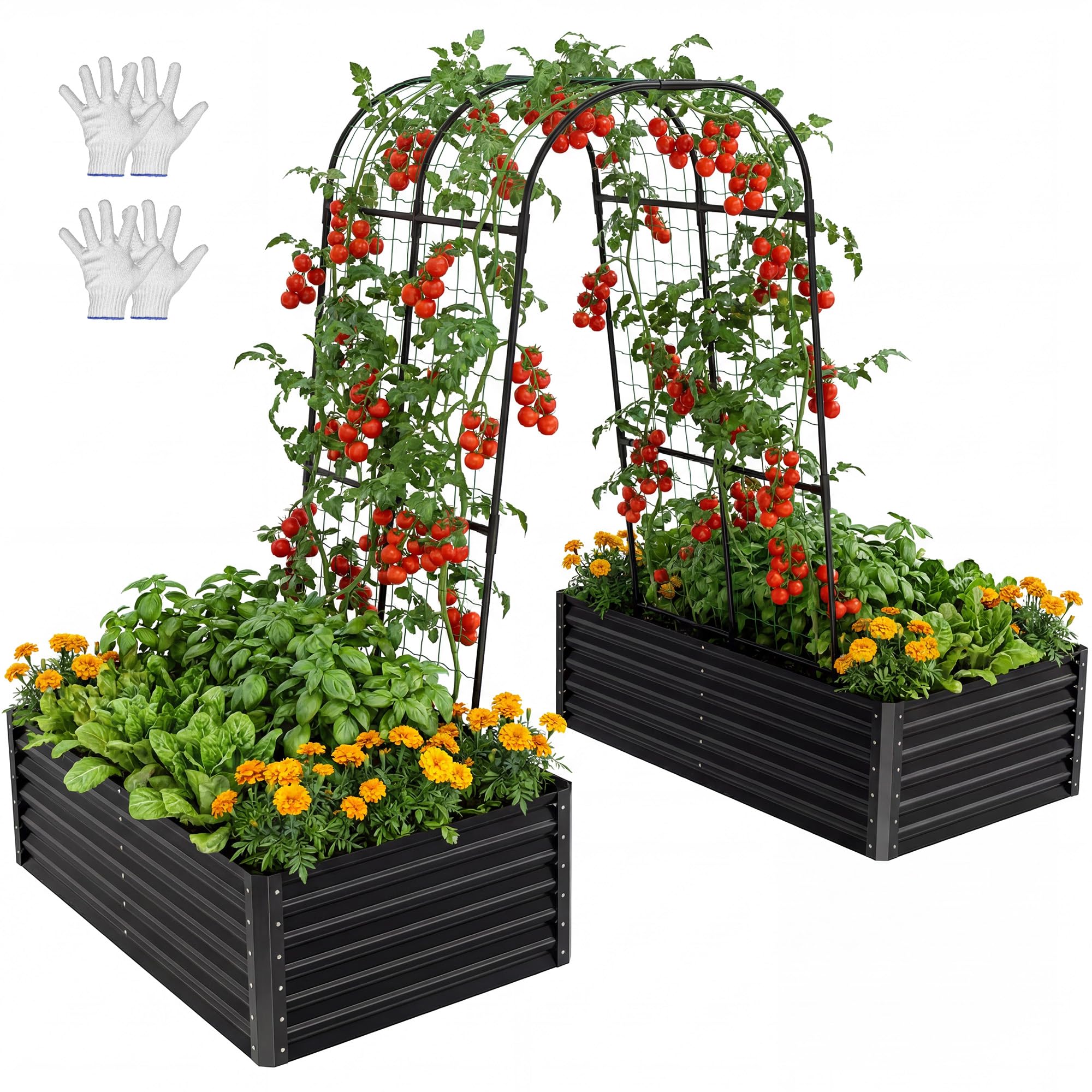 YITAHOME Raised Garden Bed Kit with Gloves, Ground Nails, Support Rod-1