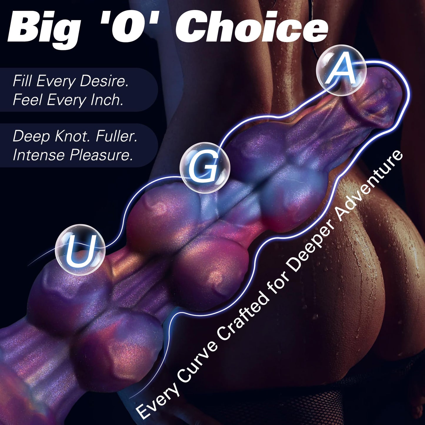 Monster Knot Dildo, Fantasy Thick Knotted Large Silicone Dildo with Strong Suction Cup, Butt Plug for G-Spot & Prostate Stimulation, Anal Training Sex Toy for Advanced Men & Women - Mixed Blue