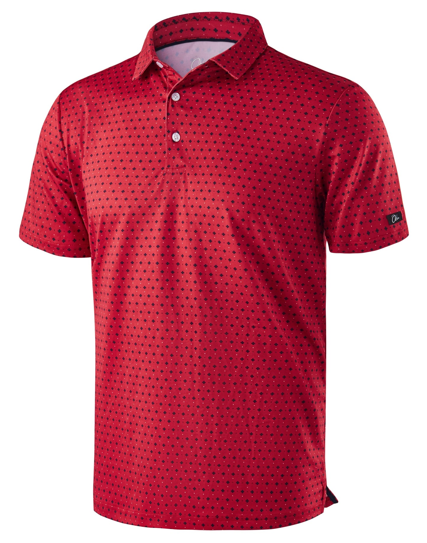 Obla Mens Golf Polo Shirts Short Sleeve Dry Fit Performance Moisture Wicking Casual Print Collared Golf Shirts for Men