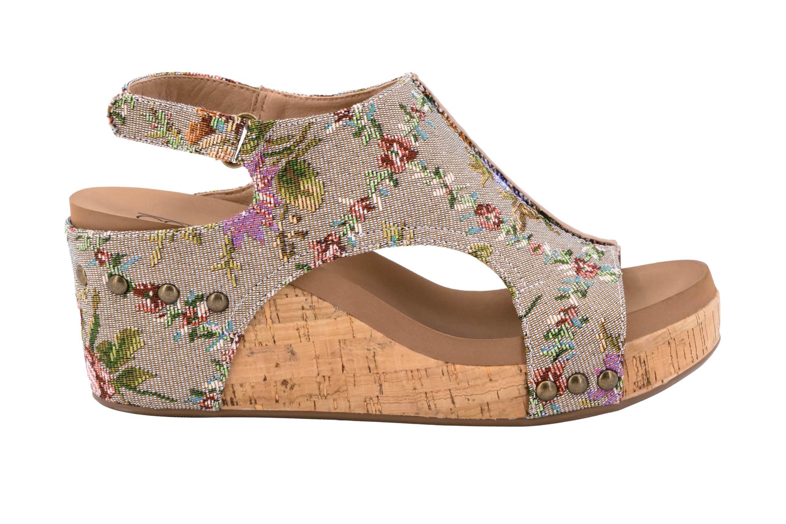 Corkys Footwear Womens Carley Wedges, Featuring Corkys EVA Foam Cushioned Insoles, A 2.5 Inch Heel, Lightweight For All Day Wear, And Hook And Loop Closure