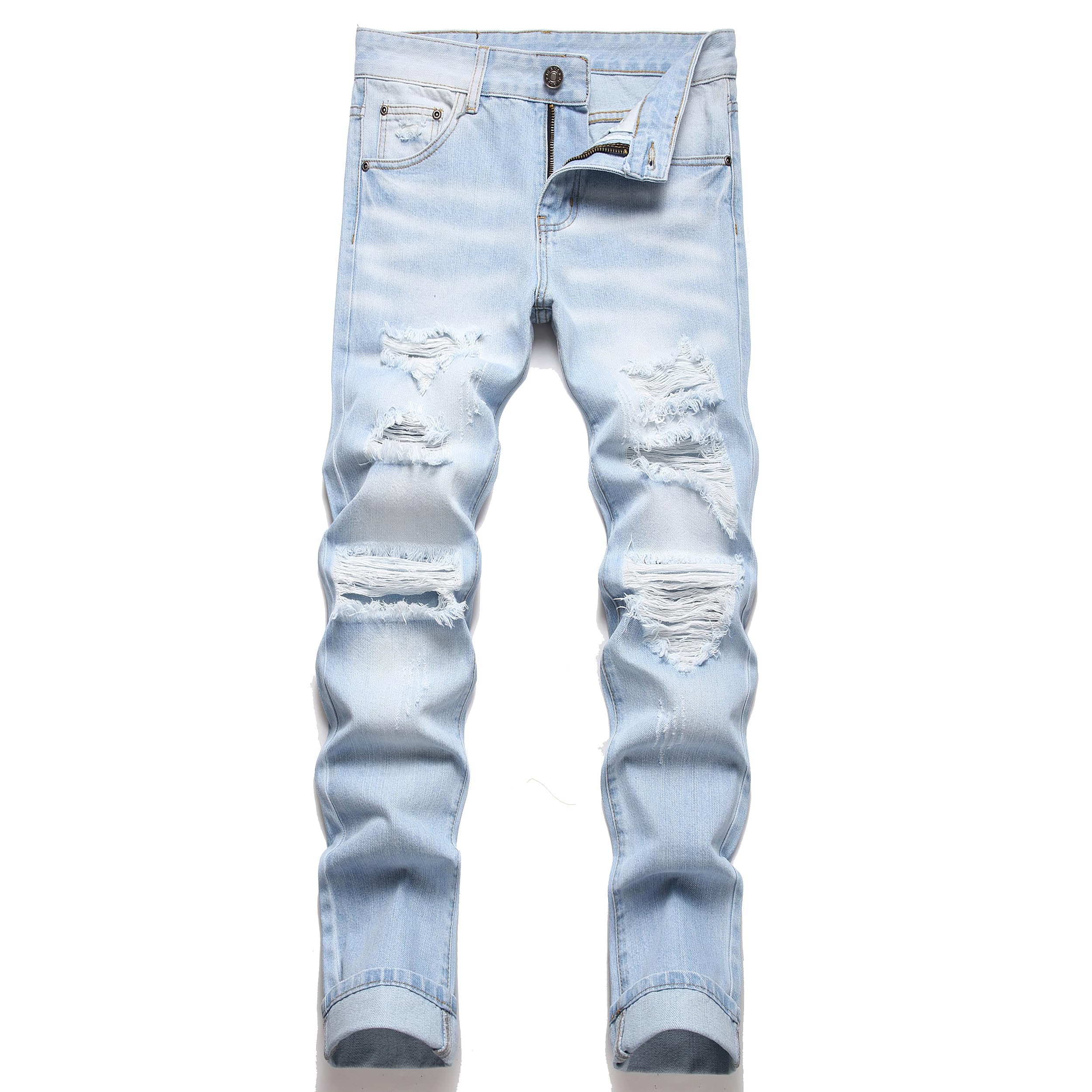 AITITIA Men's Ripped Regular Fit Jeans
