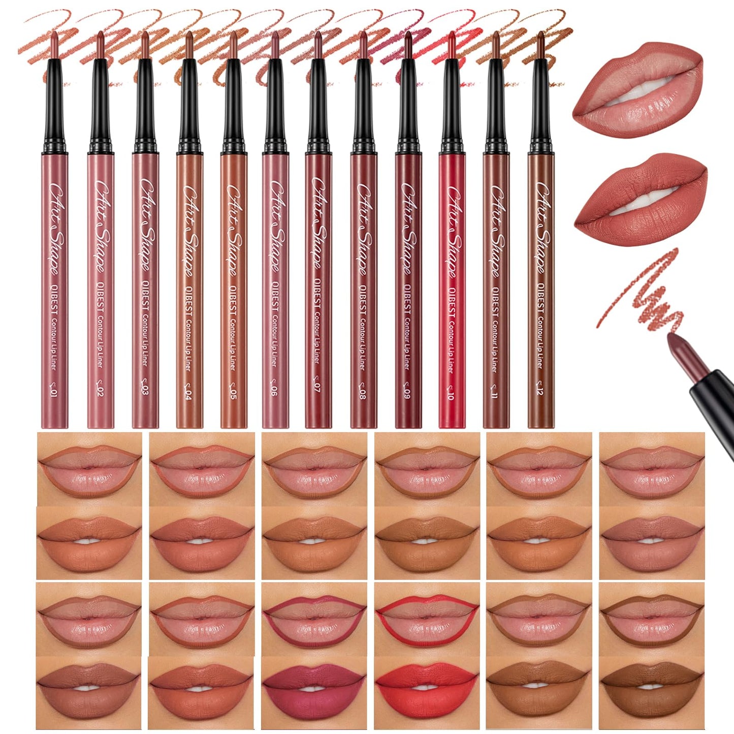QiBest Matte Liquid Lipstick Makeup Set Kit, Long Lasting Waterproof Mate Lip Gloss Set Lip Colors Makeup Kit for Women & Teen Girls