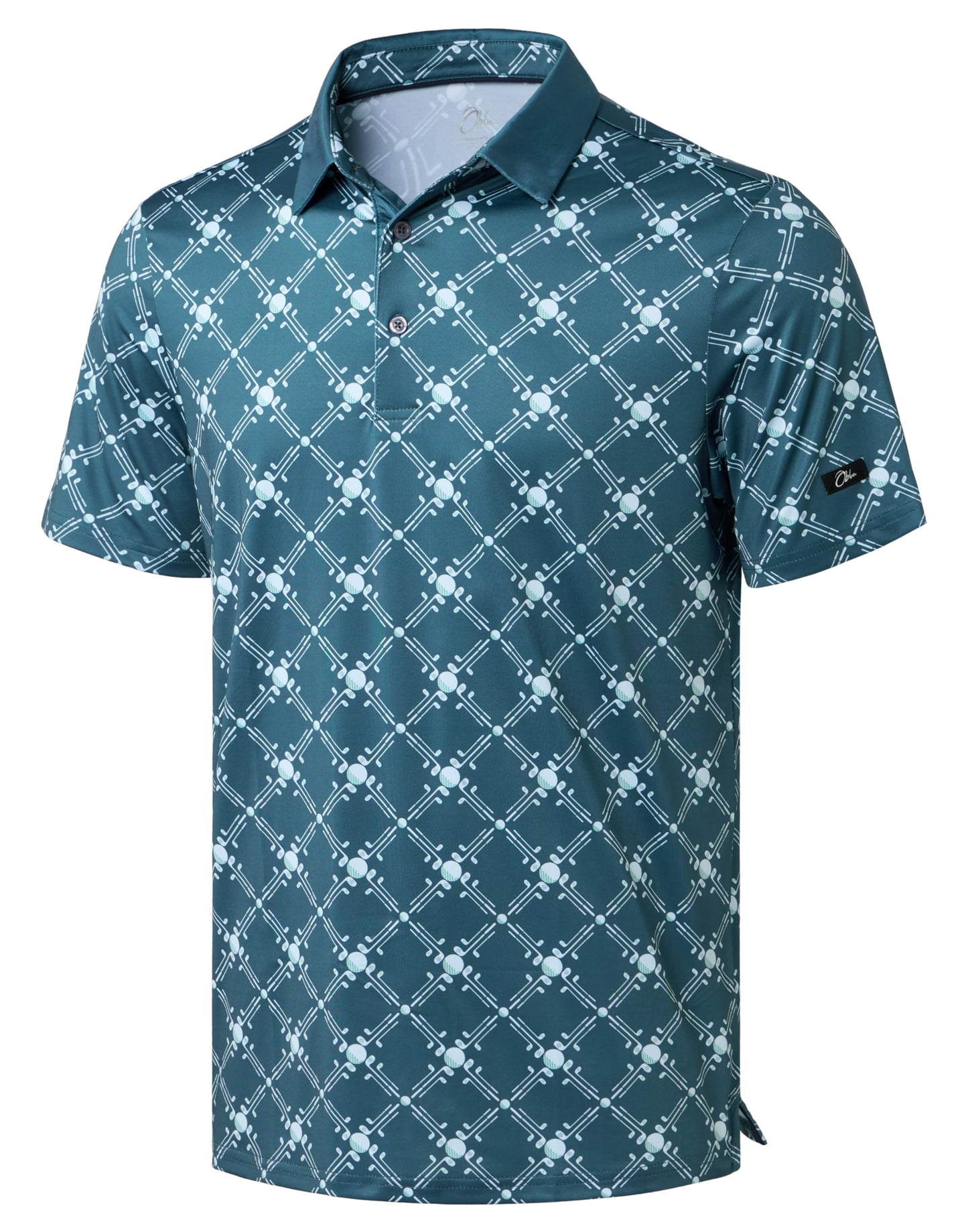 Obla Mens Golf Polo Shirts Short Sleeve Dry Fit Performance Moisture Wicking Casual Print Collared Golf Shirts for Men